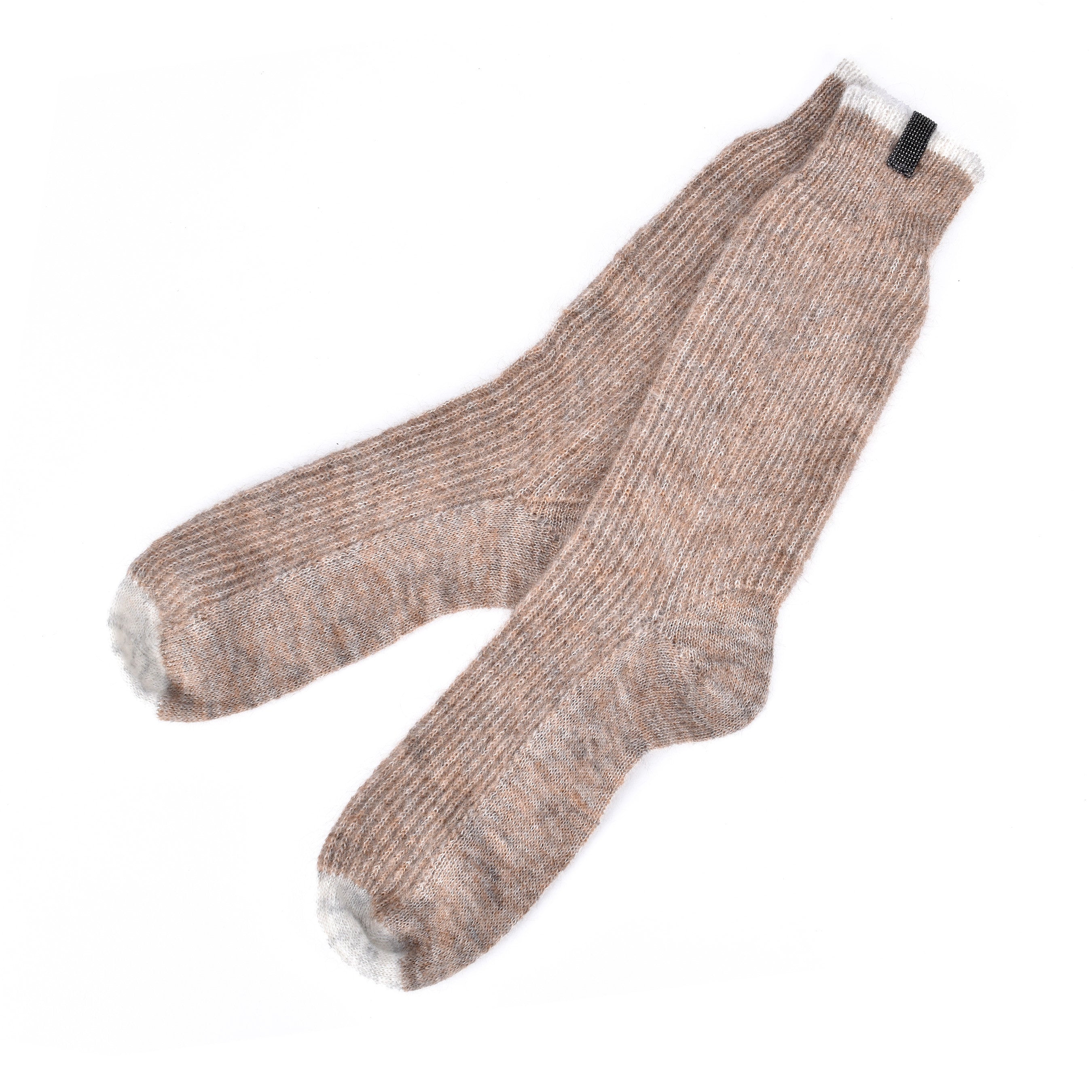 BRUNELLO CUCINELLI WOMEN'S TWO TONE MONILI BEAD ACCENT MOHAIR SOCKS