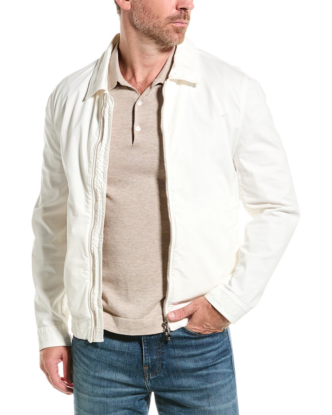 BRUNELLO CUCINELLI MEN'S SNOW COTTON ZIP JACKET