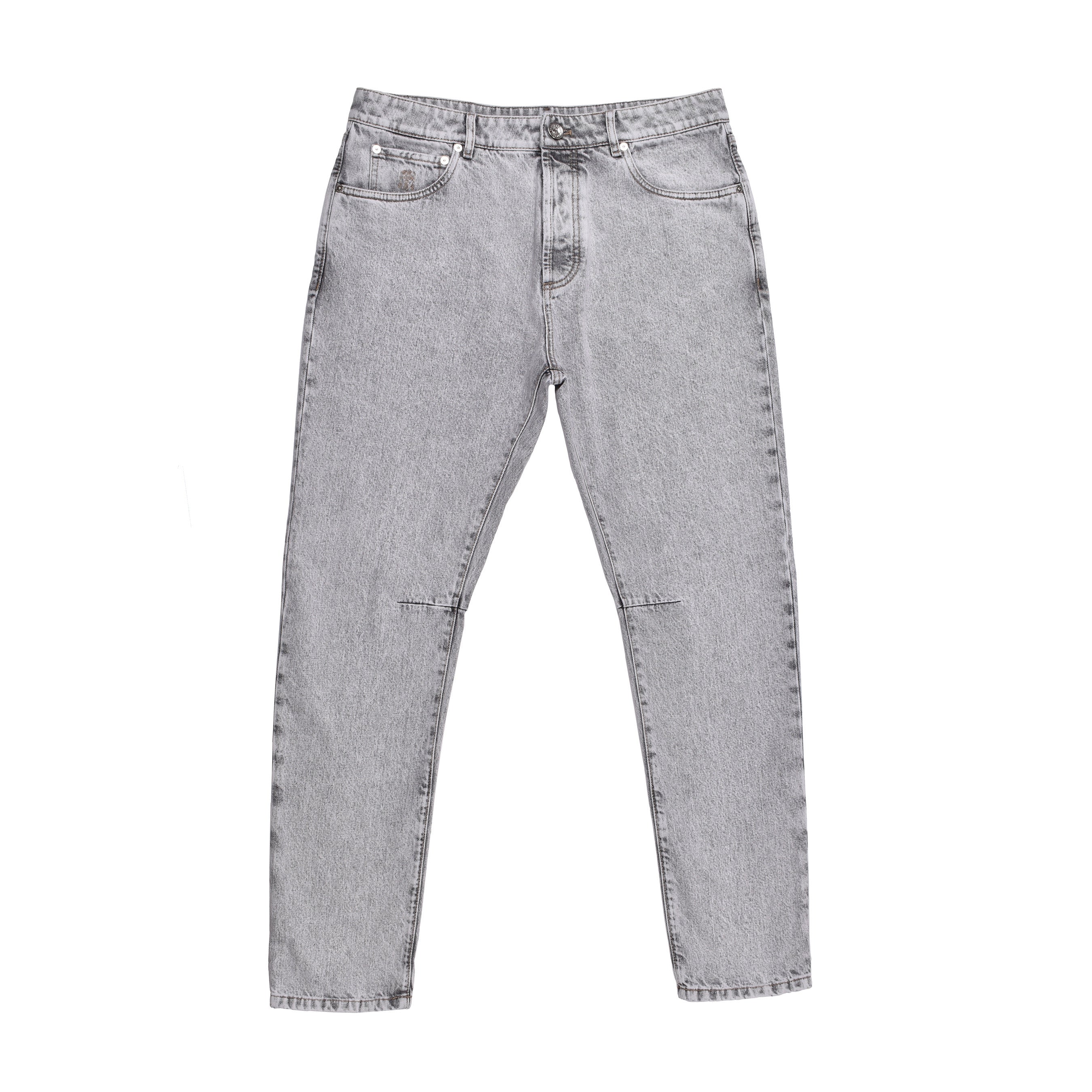 BRUNELLO CUCINELLI MEN'S STONE DENIM FIVE-POCKET JEANS