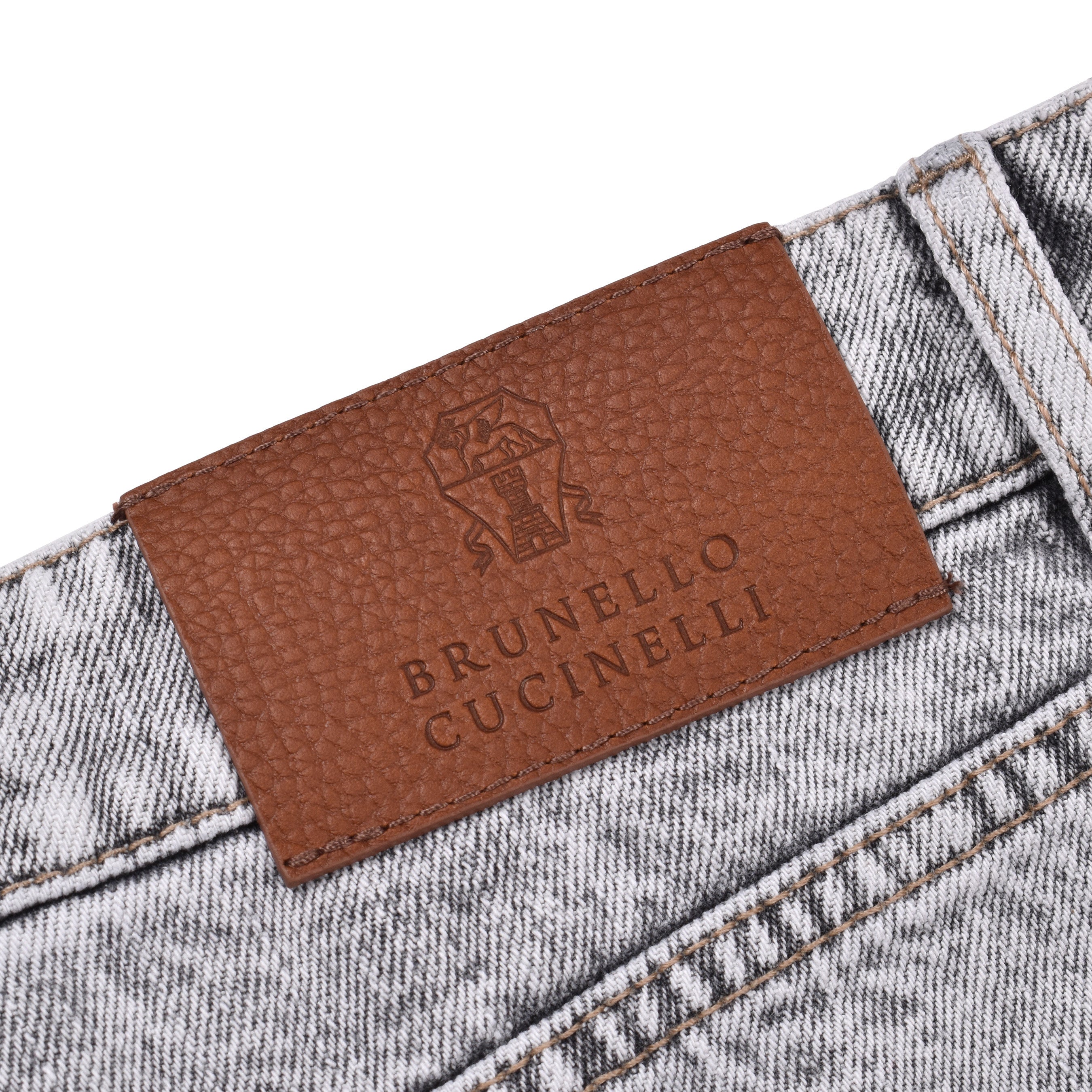 BRUNELLO CUCINELLI MEN'S STONE DENIM FIVE-POCKET JEANS
