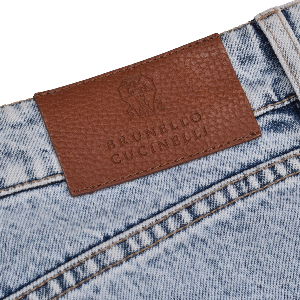 BRUNELLO CUCINELLI MEN'S LIGHT BLUE DENIM TROUSERS