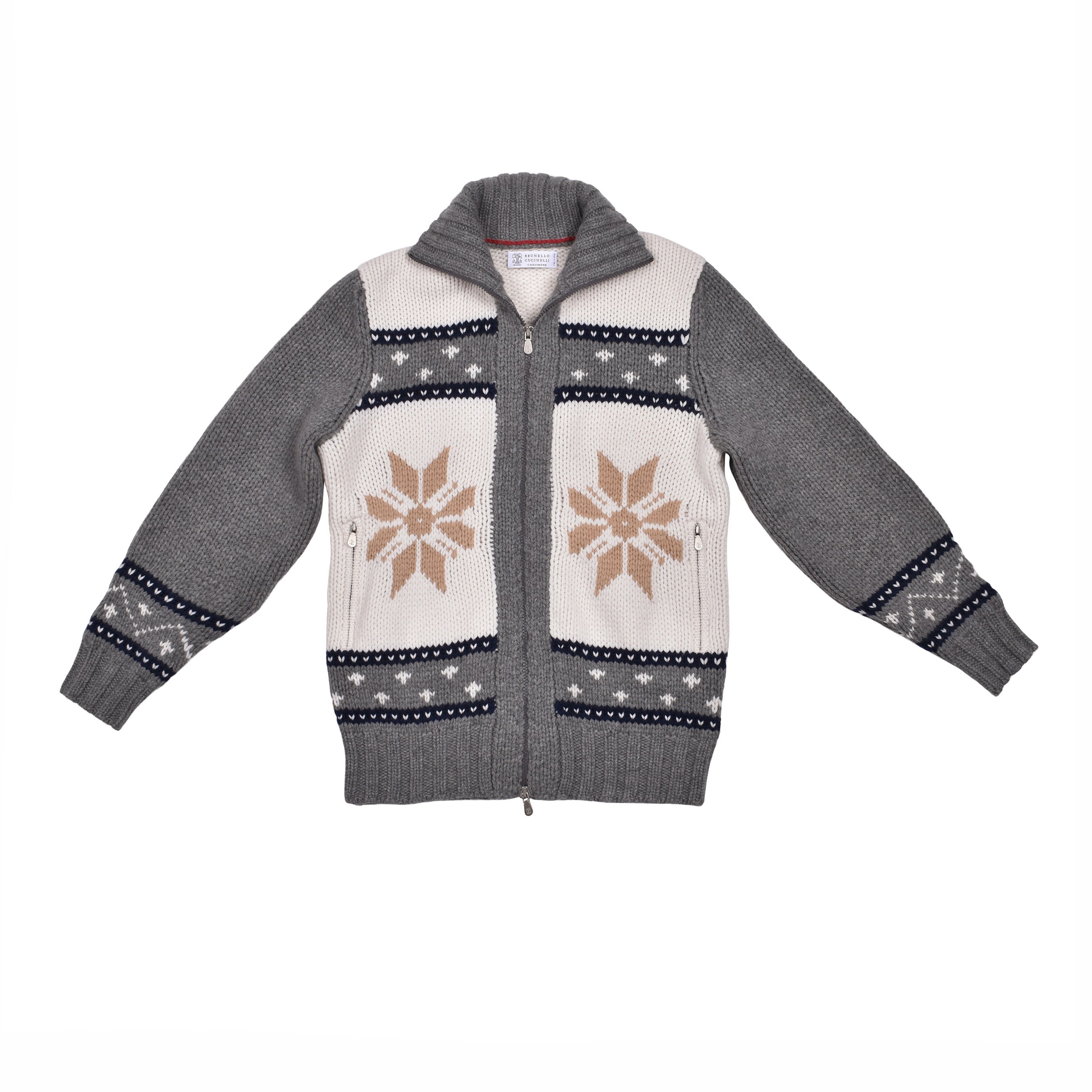 BRUNELLO CUCINELLI MEN'S 100% CASHMERE HEAVY KNIT CARDIGAN STYLE ZIP UP SWEATER