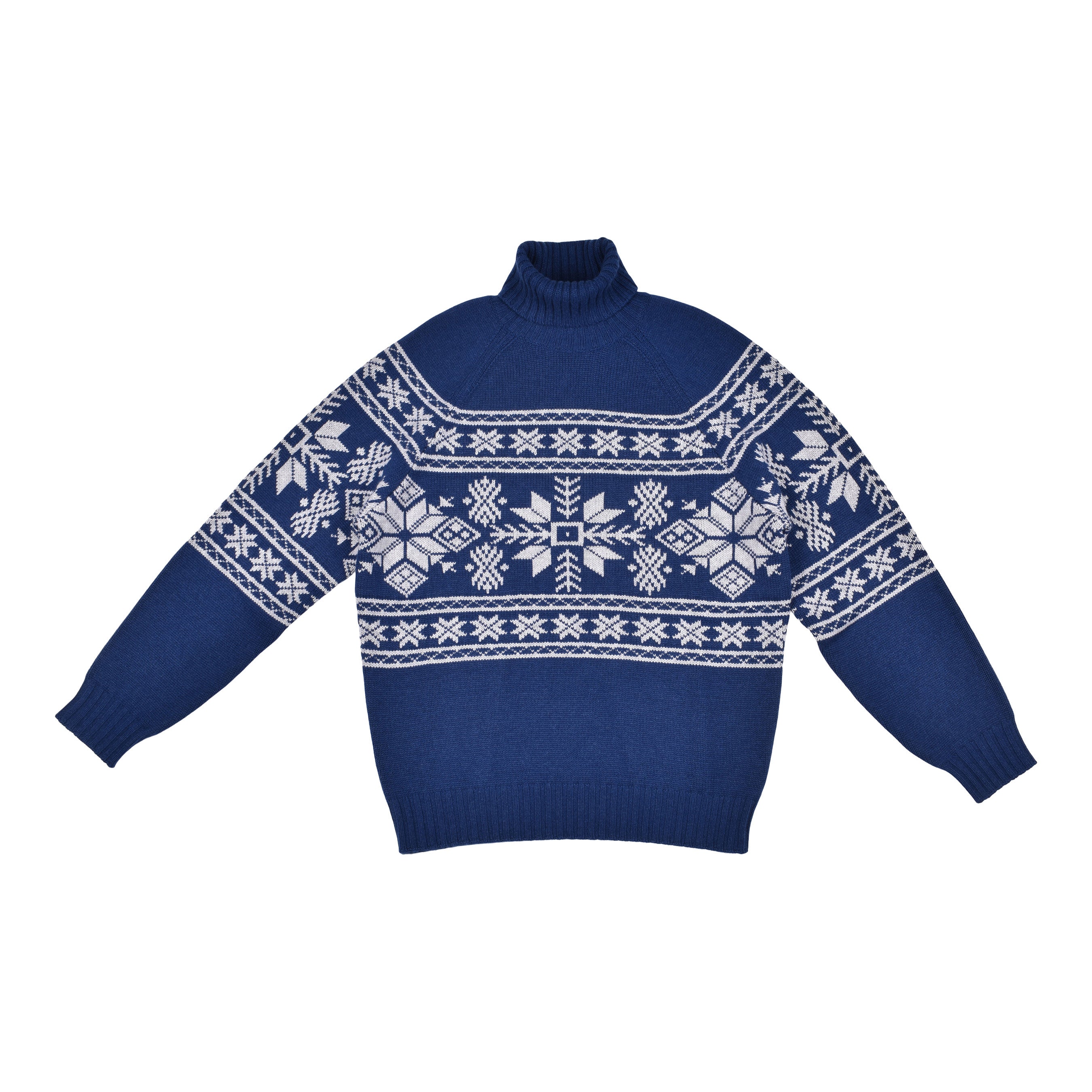 BRUNELLO CUCINELLI MEN'S BLUE CASHMERE PATTERNED TURTLENECK SWEATER