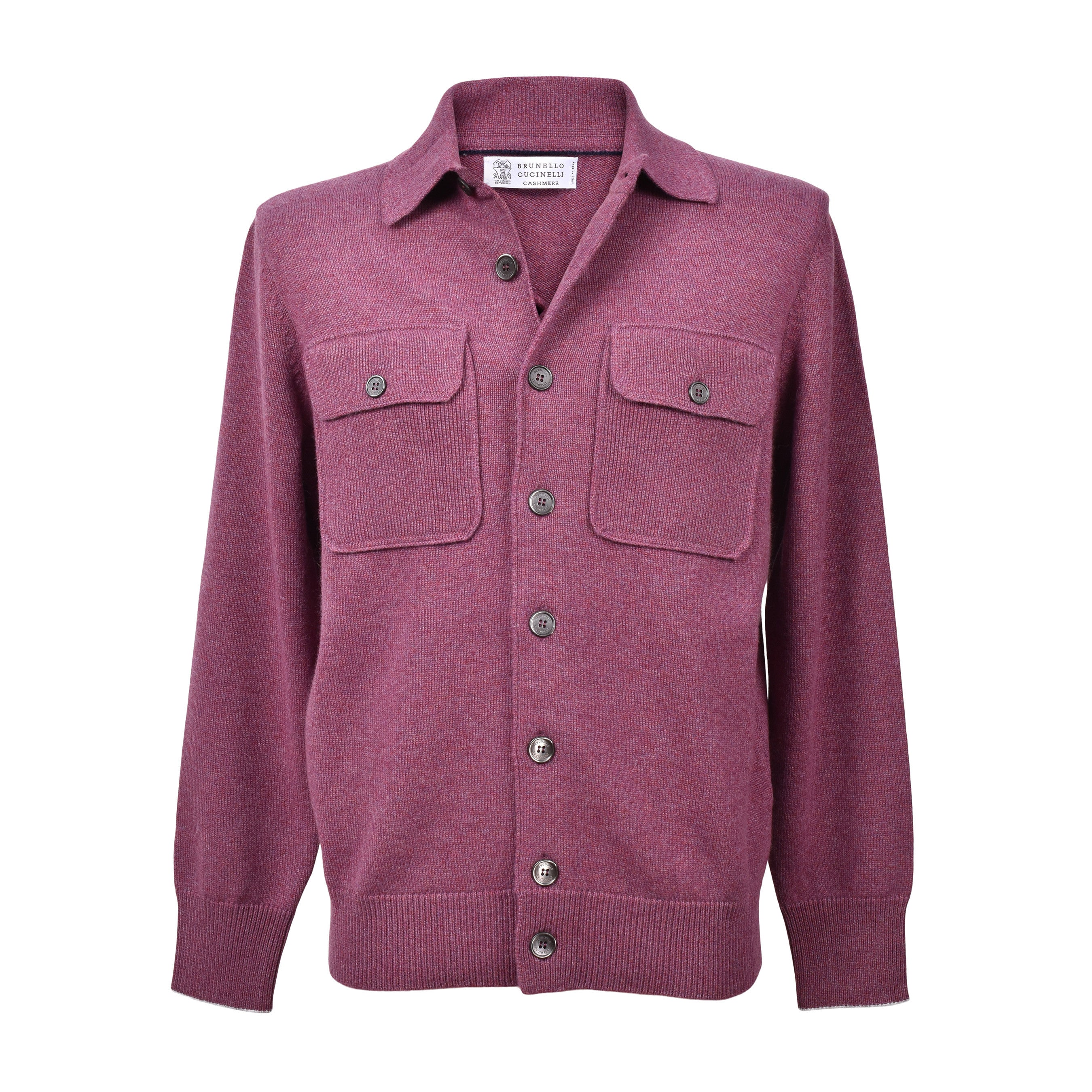 BRUNELLO CUCINELLI MEN'S GRAPE CASHMERE BUTTON-DOWN CARDIGAN
