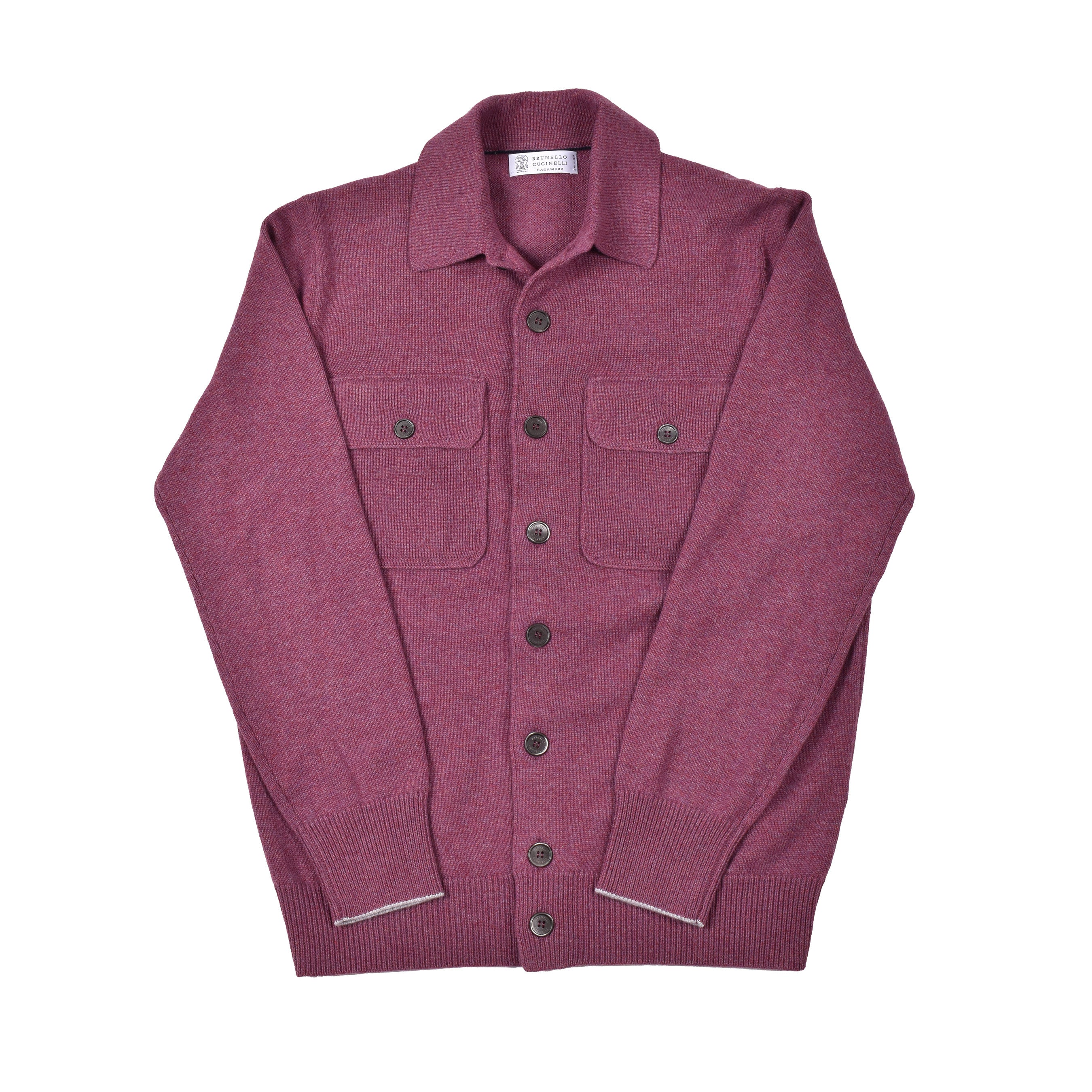 BRUNELLO CUCINELLI MEN'S GRAPE CASHMERE BUTTON-DOWN CARDIGAN