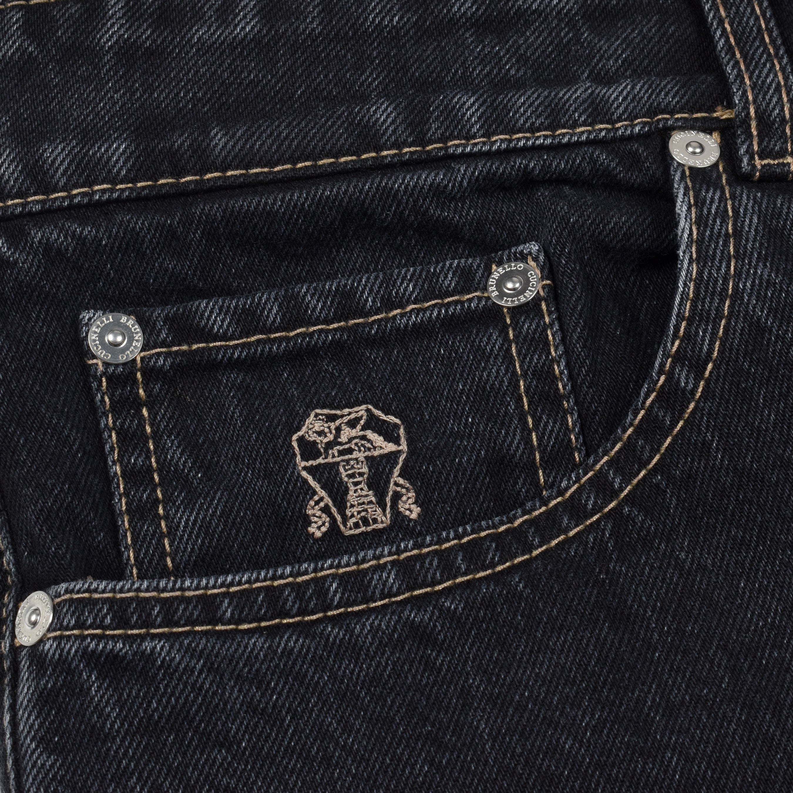 BRUNELLO CUCINELLI MEN'S DARK DENIM FIVE-POCKET JEANS