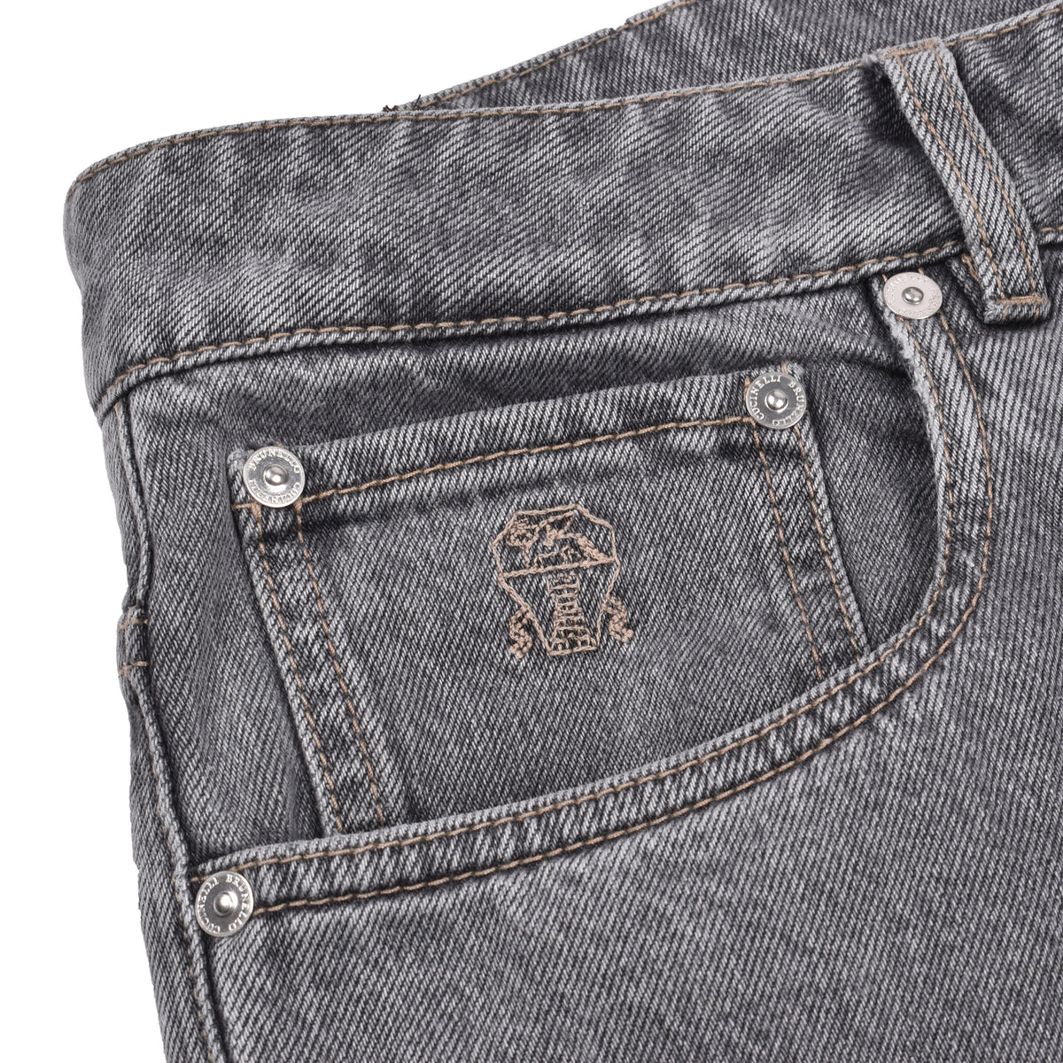BRUNELLO CUCINELLI MEN'S LIGHT DENIM STRAIGHT FIT JEANS