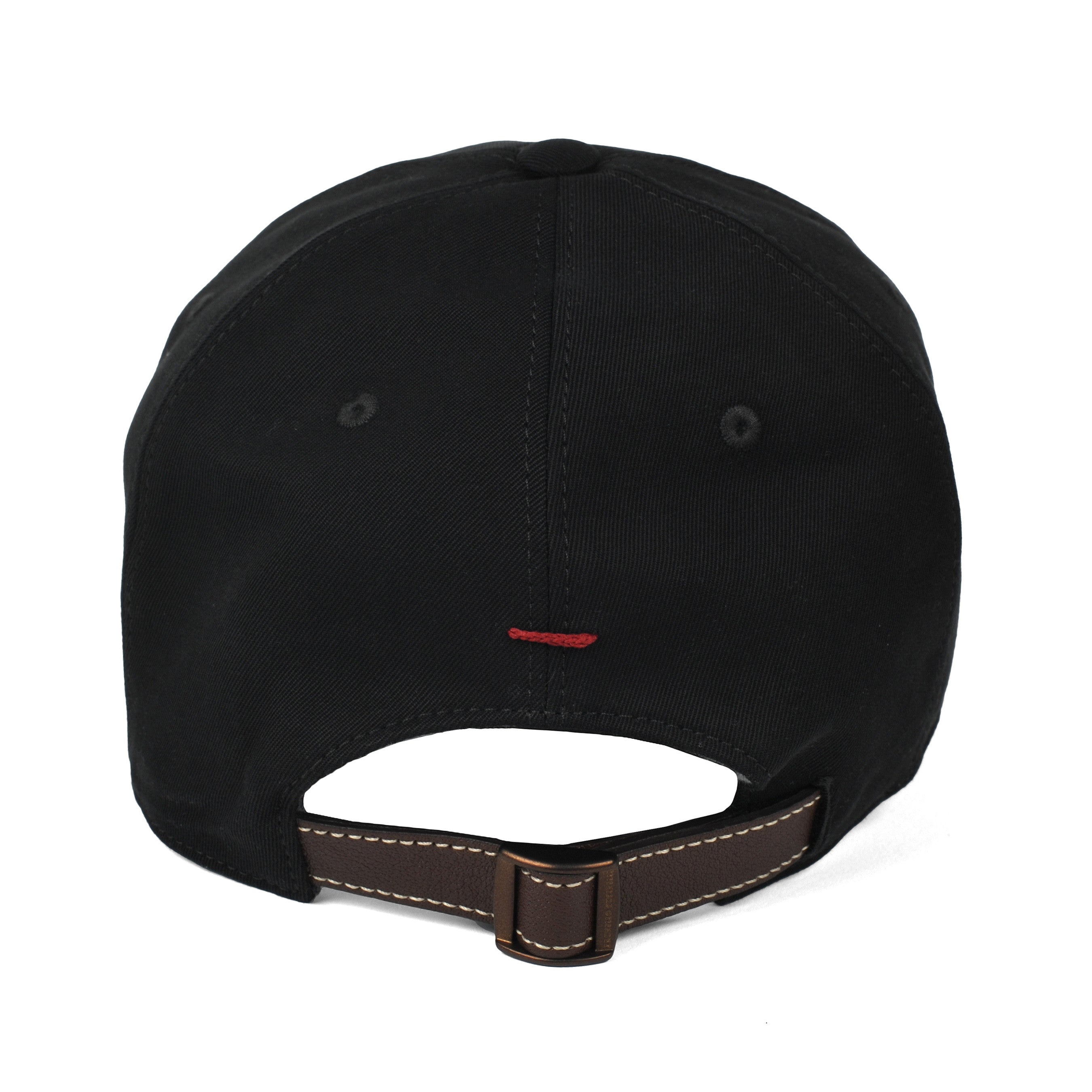 BRUNELLO CUCINELLI MEN'S 100% COTTON JET BLACK LOGO BASEBALL CAP