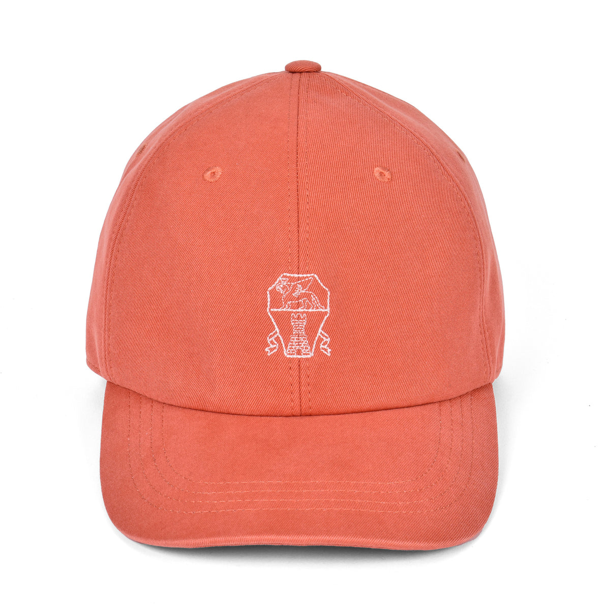 BRUNELLO CUCINELLI MEN'S PAPAYA COTTON LOGO BASEBALL CAP