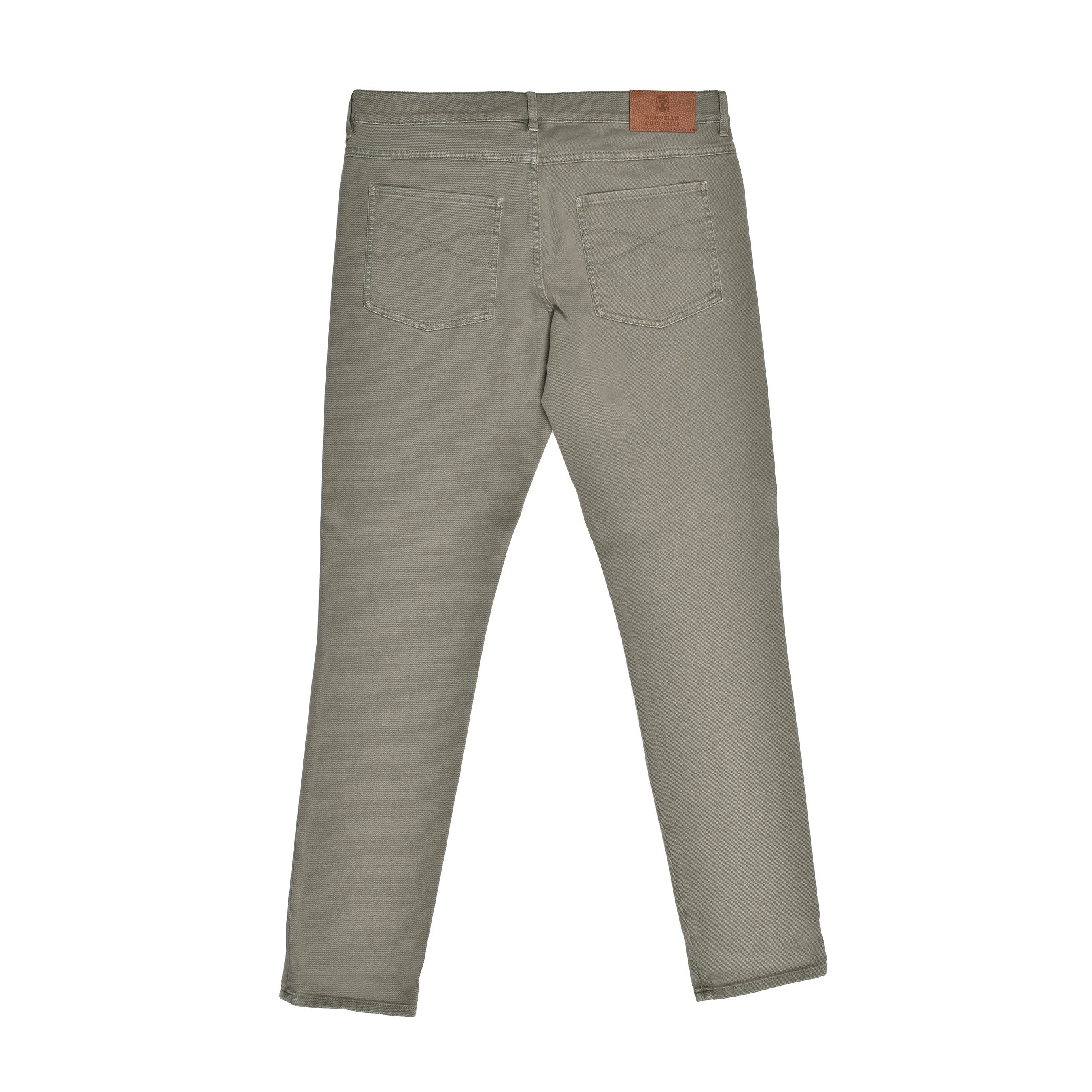 BRUNELLO CUCINELLI MEN'S MILITARY GREEN SKINNY TROUSERS