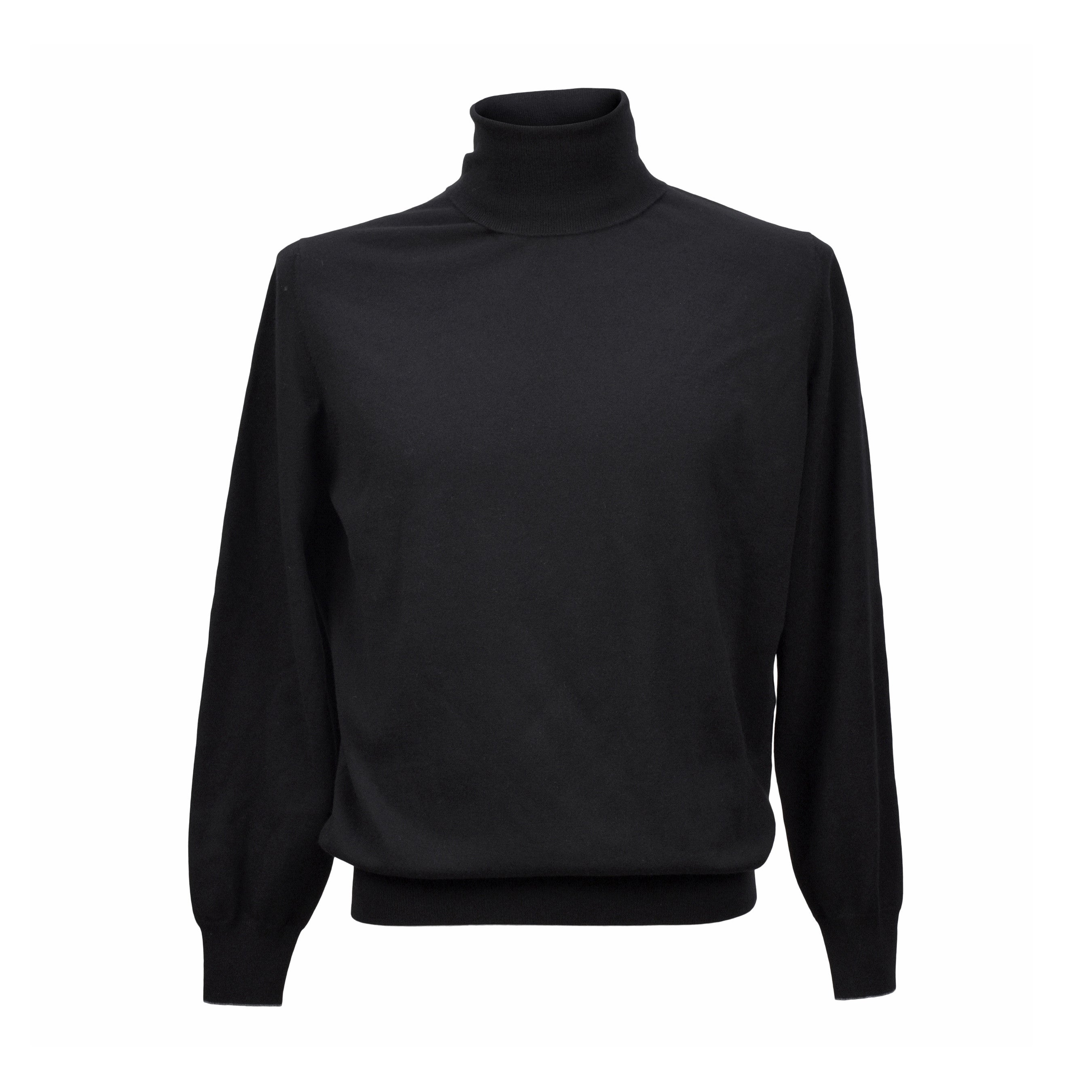 BRUNELLO CUCINELLI MEN'S 100% CASHMERE DEEP BLACK CASUAL TURTLENECK SWEATER