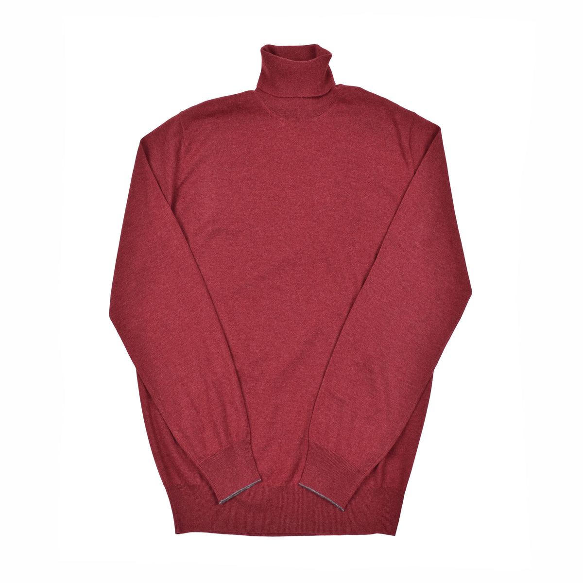 BRUNELLO CUCINELLI MEN'S BURGUNDY CASHMERE TURTLENECK SWEATER
