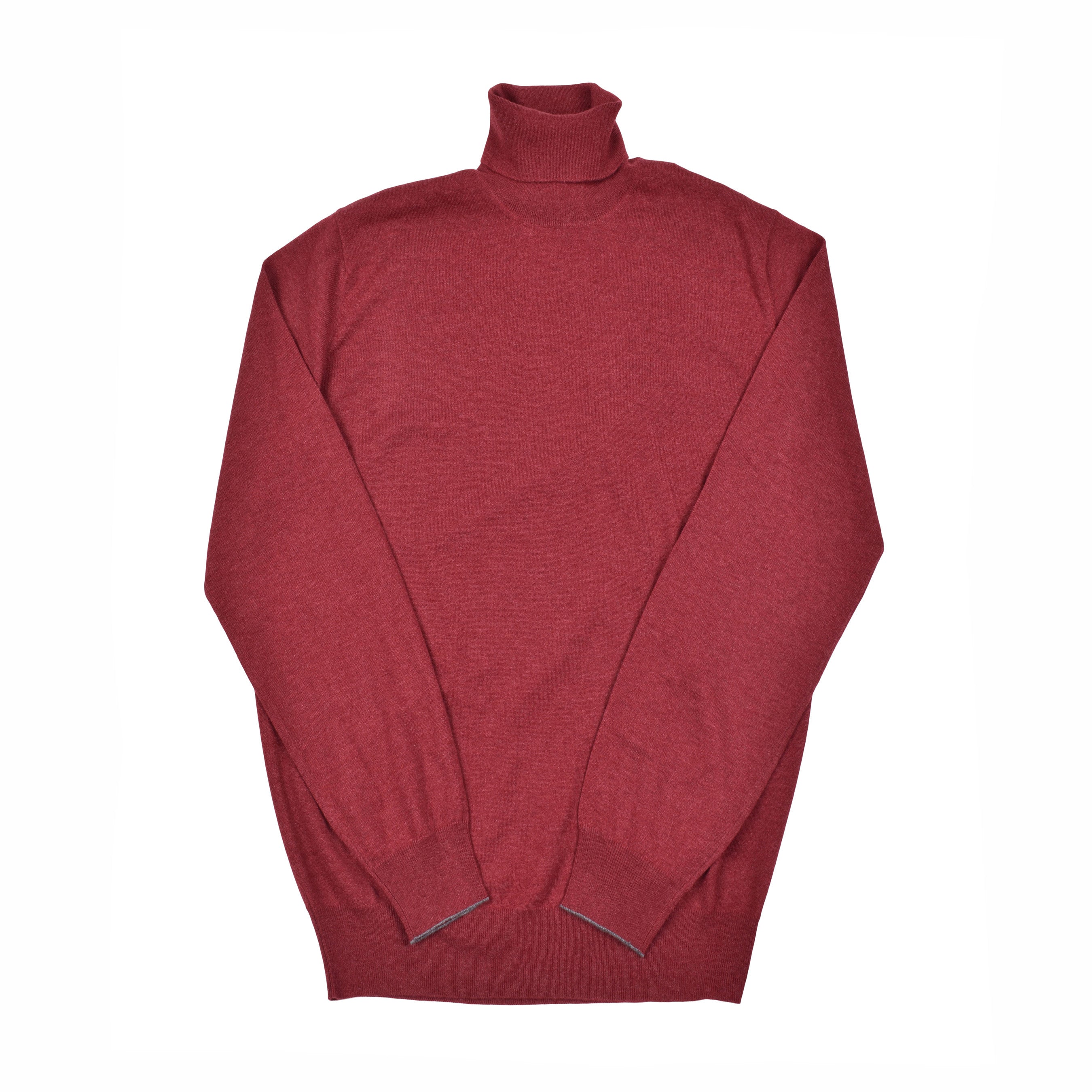 BRUNELLO CUCINELLI MEN'S BURGUNDY CASHMERE TURTLENECK SWEATER