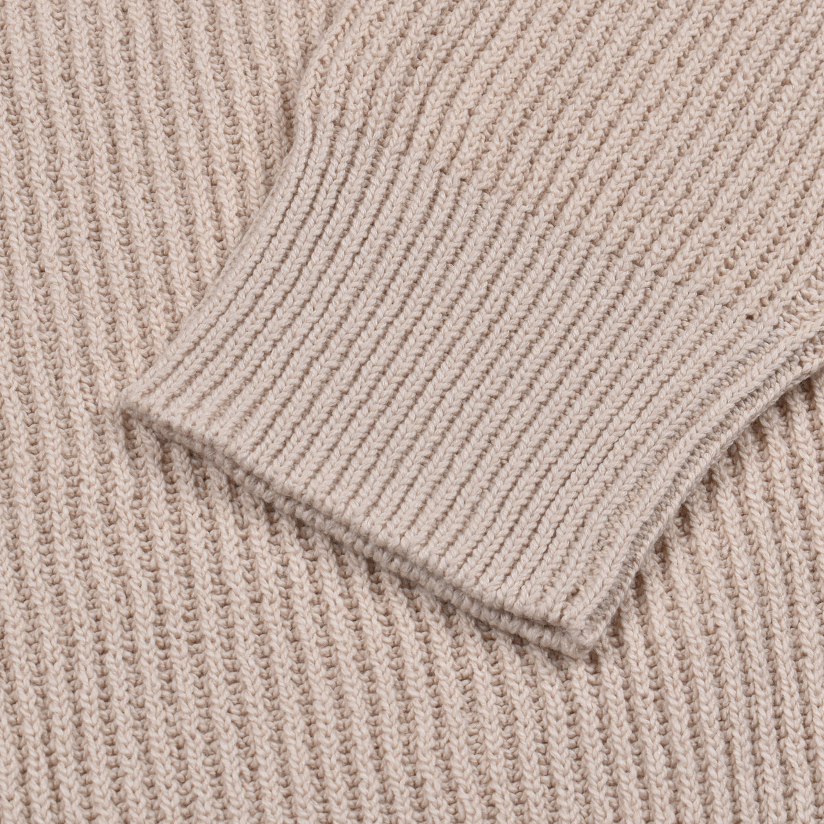 BRUNELLO CUCINELLI MEN'S BEIGE RIBBED COTTON SWEATER