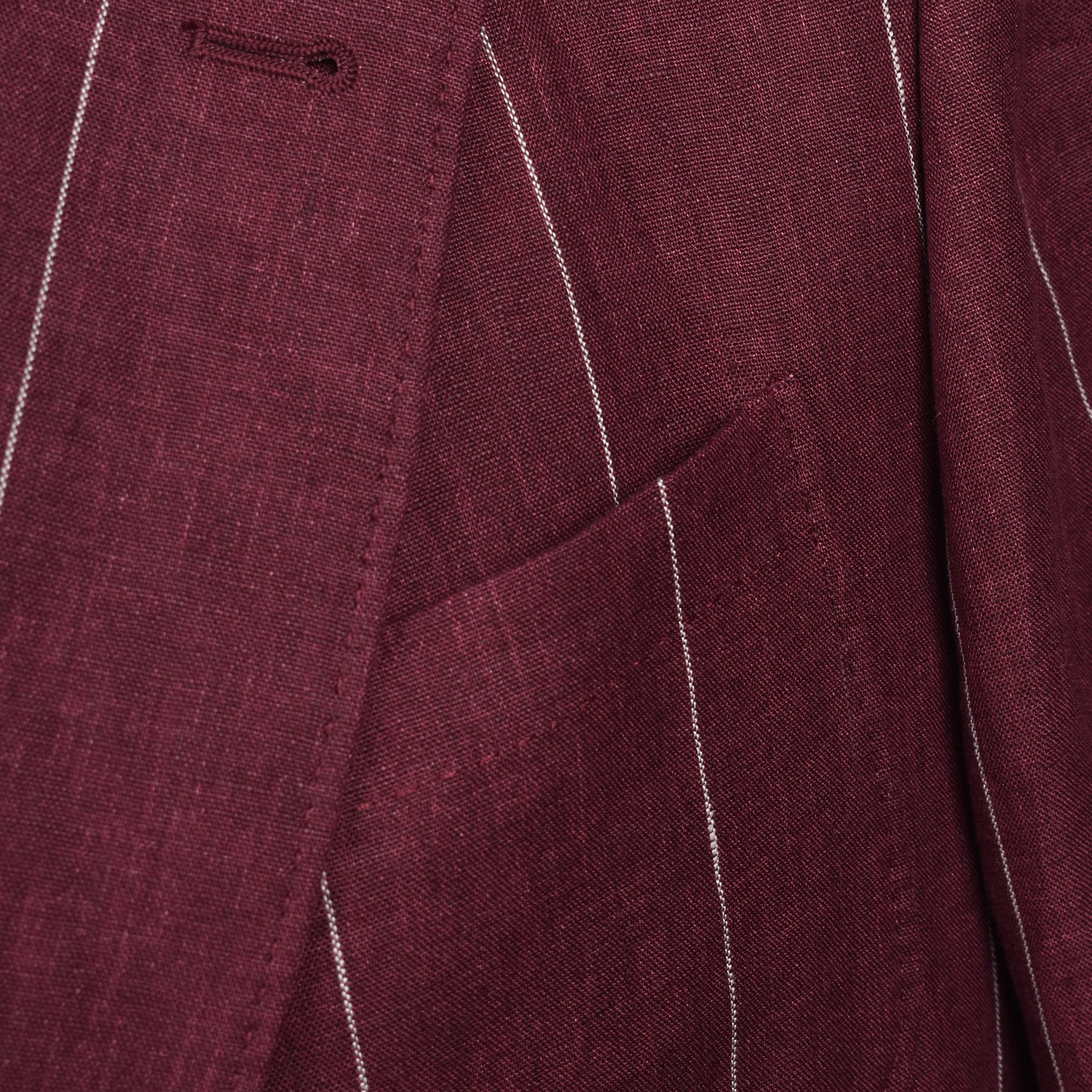 BRUNELLO CUCINELLI MEN'S RED LINEN STRIPED SUIT BLAZER