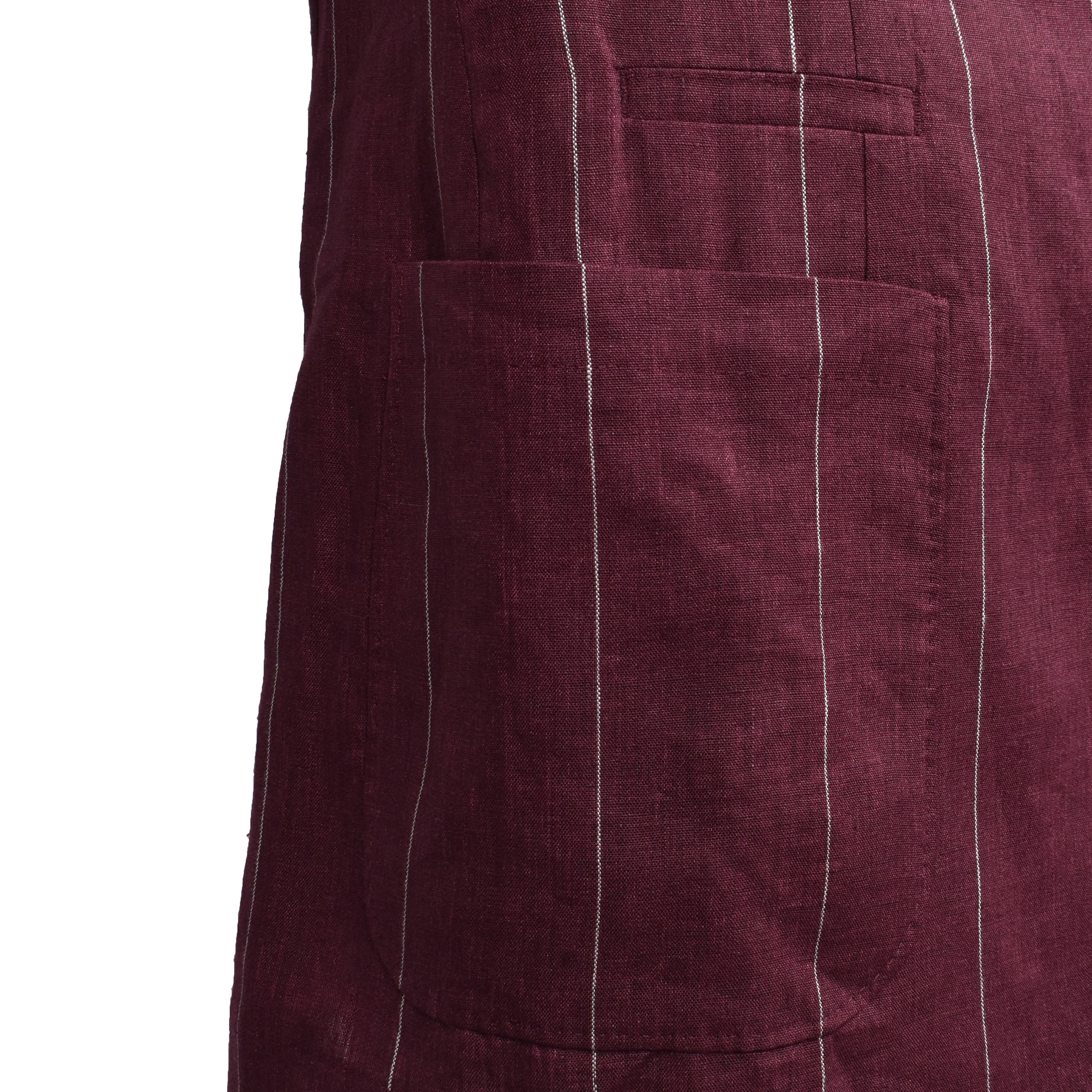 BRUNELLO CUCINELLI MEN'S RED LINEN STRIPED SUIT BLAZER