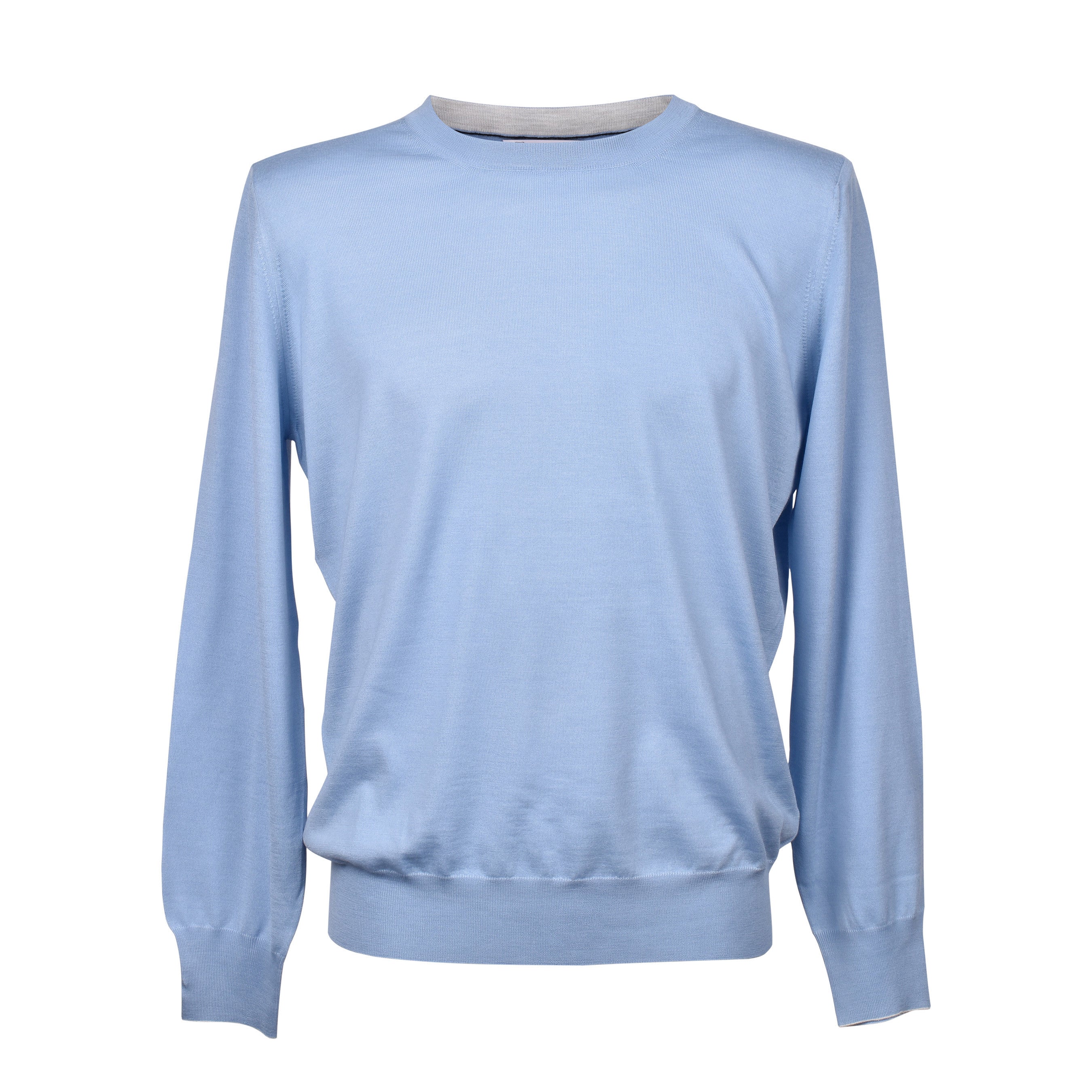 BRUNELLO CUCINELLI MEN'S TURQUOISE CASHMERE BLEND CREW NECK SWEATER