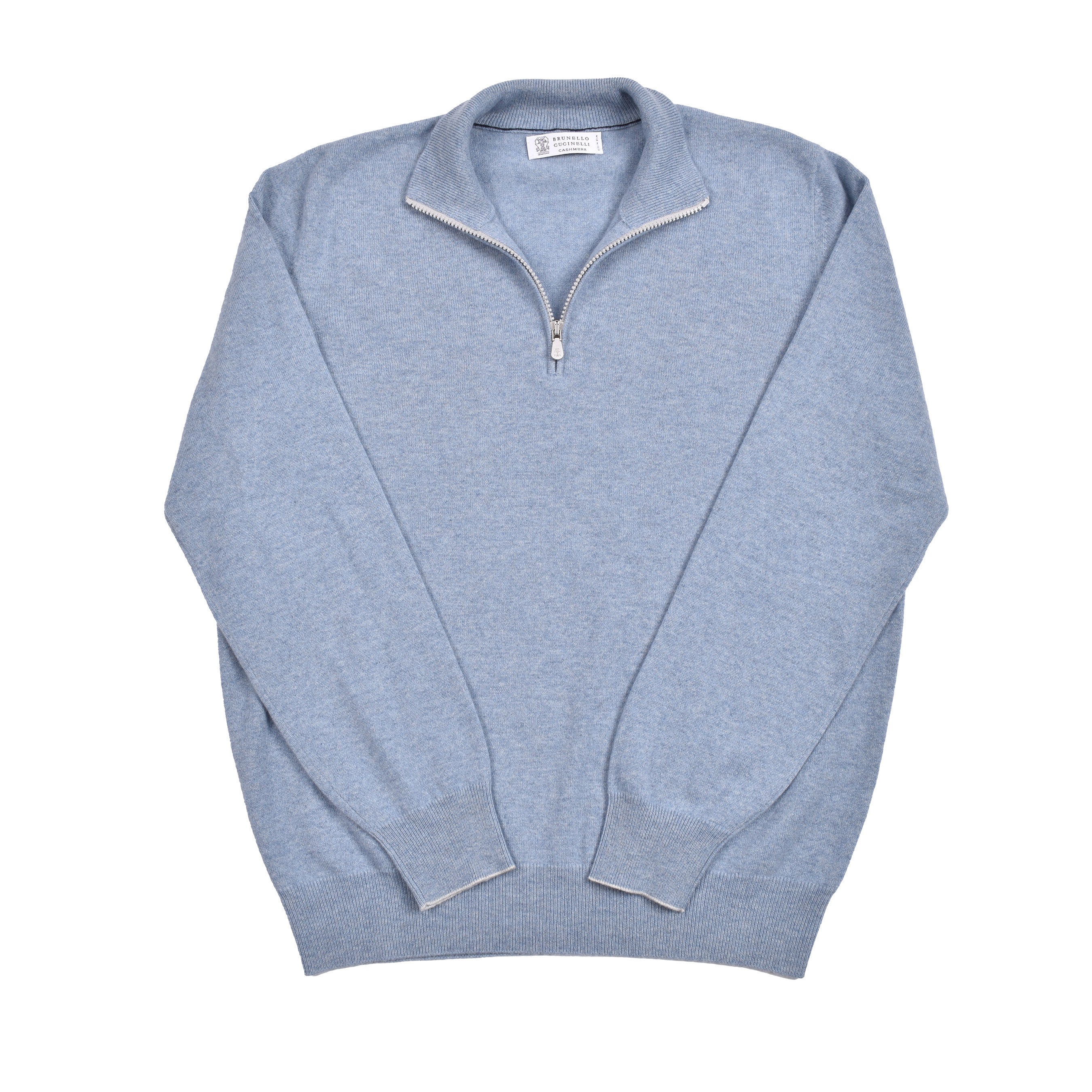 BRUNELLO CUCINELLI MEN'S 100% CASHMERE 1/4 ZIP UP SWEATER