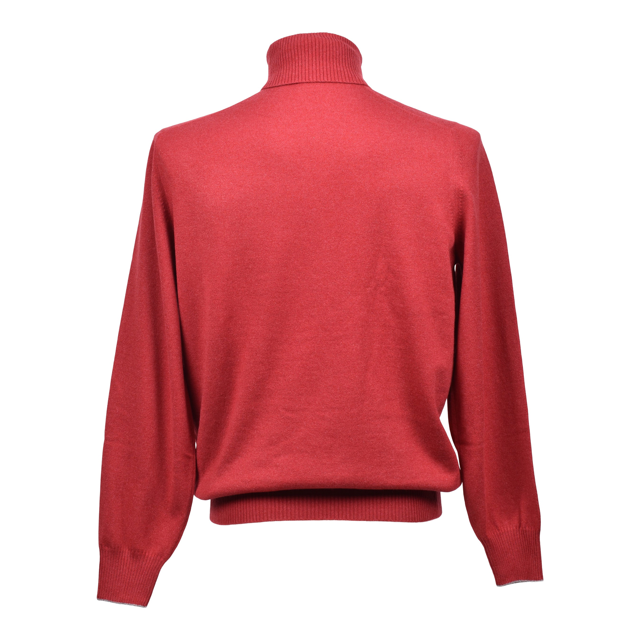 BRUNELLO CUCINELLI MEN'S RED CASHMERE TURTLENECK SWEATER