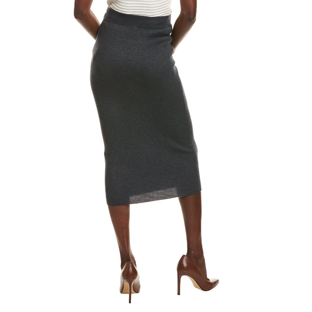 BRUNELLO CUCINELLI WOMEN'S DARK BLUE CASHMERE PENCIL SKIRT