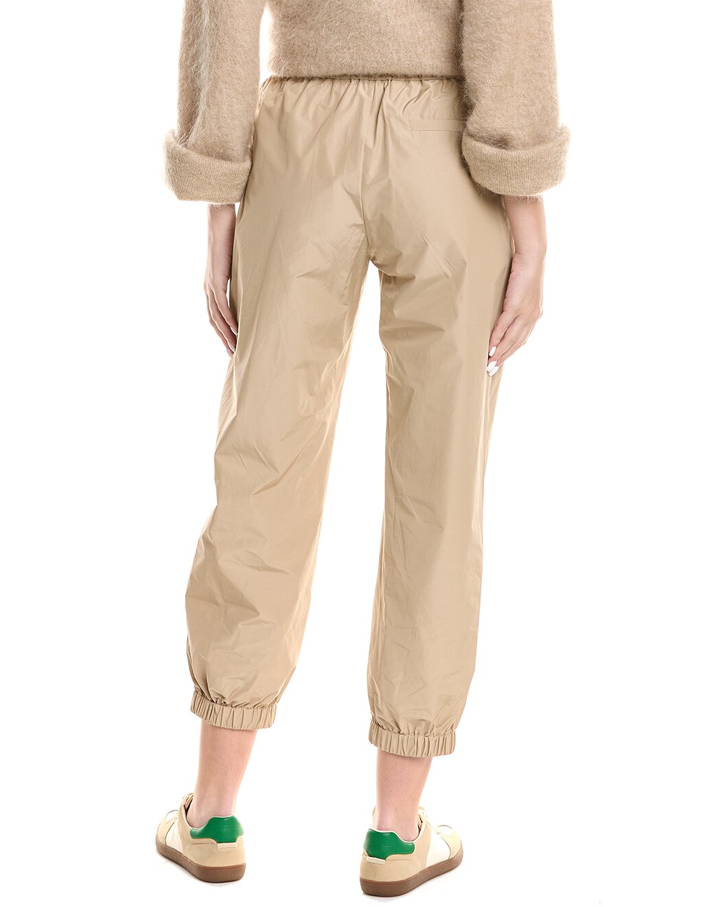 BRUNELLO CUCINELLI WOMEN'S BEIGE ELASTIC CUFF CASUAL TROUSERS