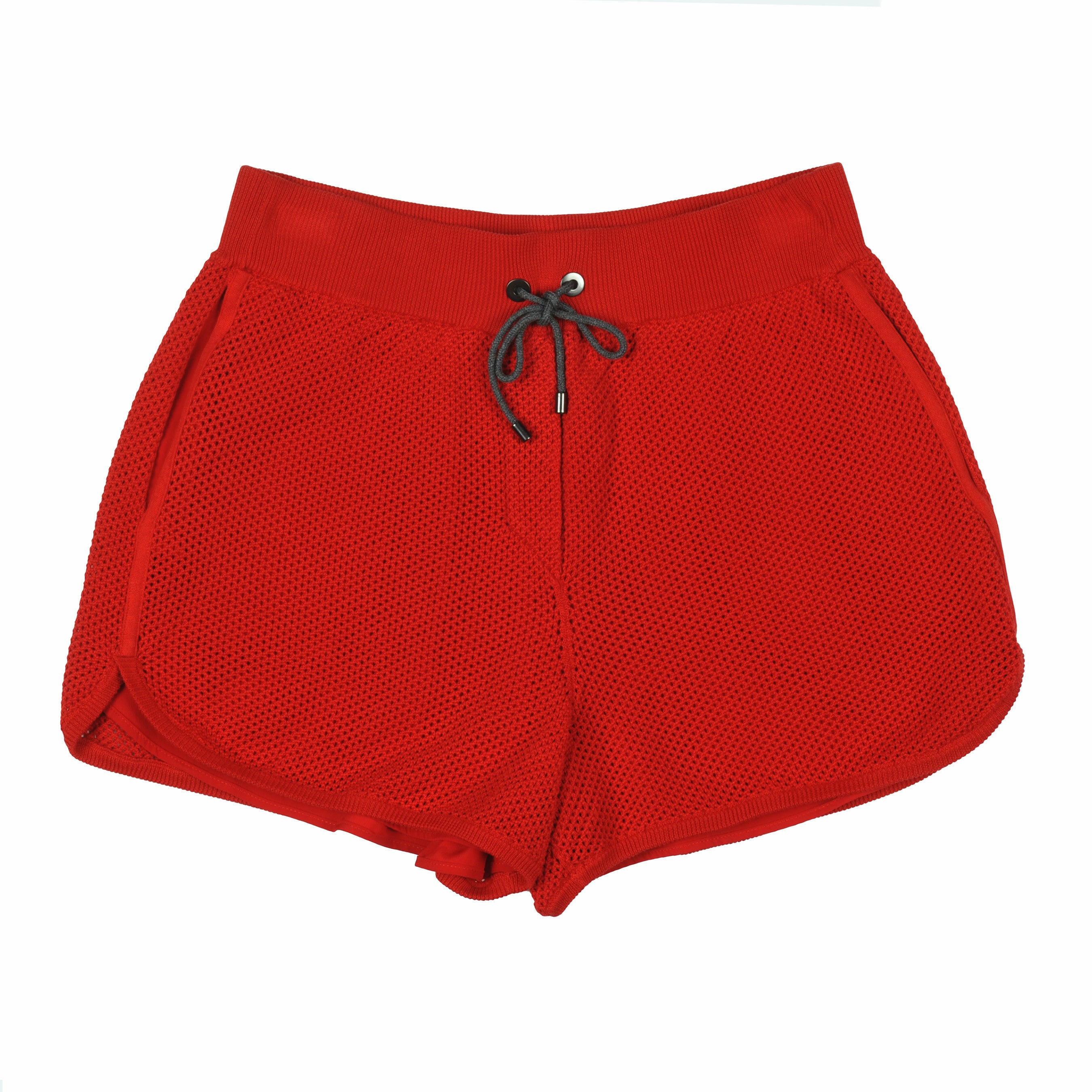 BRUNELLO CUCINELLI WOMEN'S RED MESH ATHLETIC SHORTS
