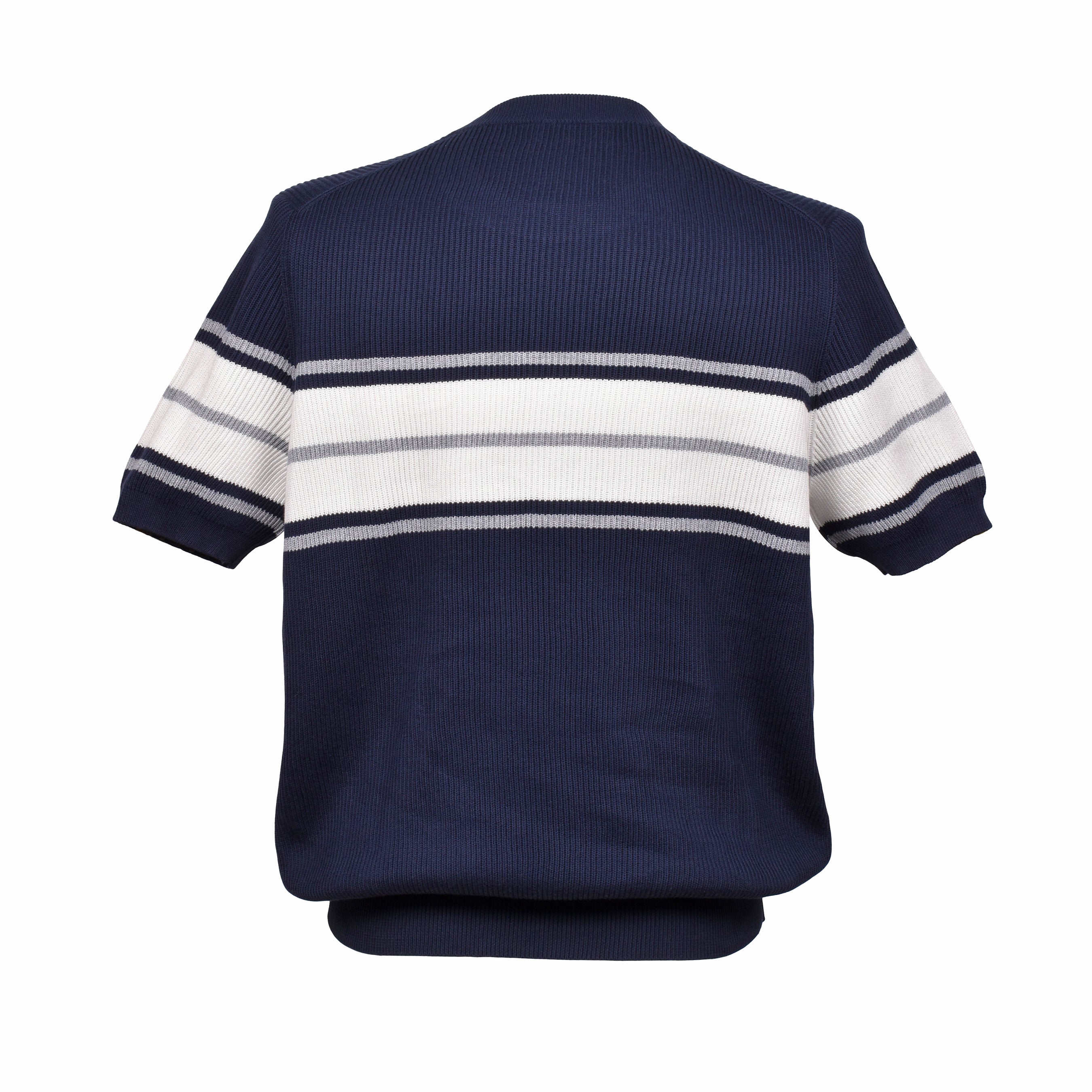 BRUNELLO CUCINELLI MEN'S 100% COTTON TWO TONE CREW NECK SHORT SLEEVE SWEATER
