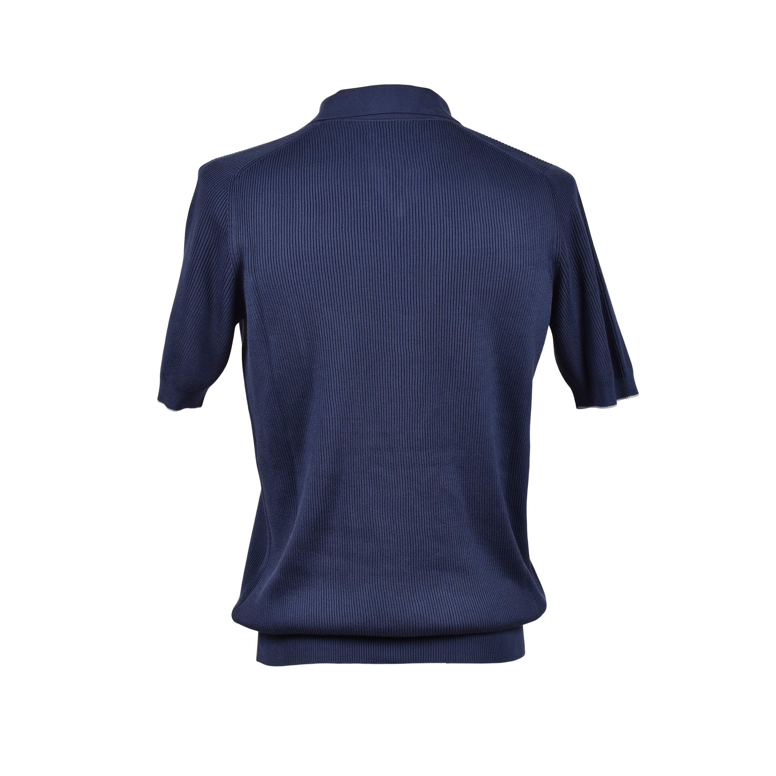 BRUNELLO CUCINELLI MEN'S NAVY RIBBED V-NECK SWEATER