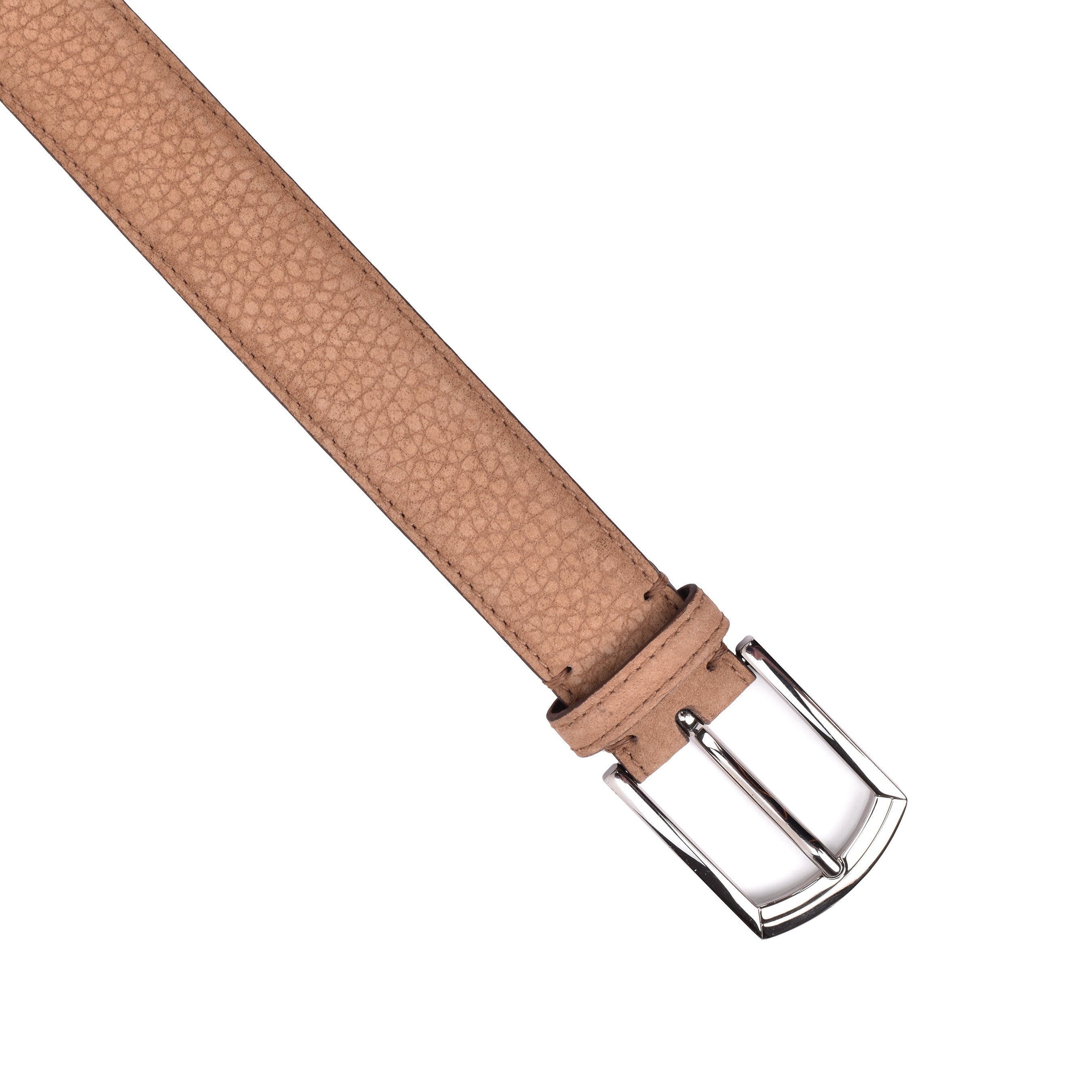 BRUNELLO CUCINELLI MEN'S TAN TEXTURED LEATHER BELT
