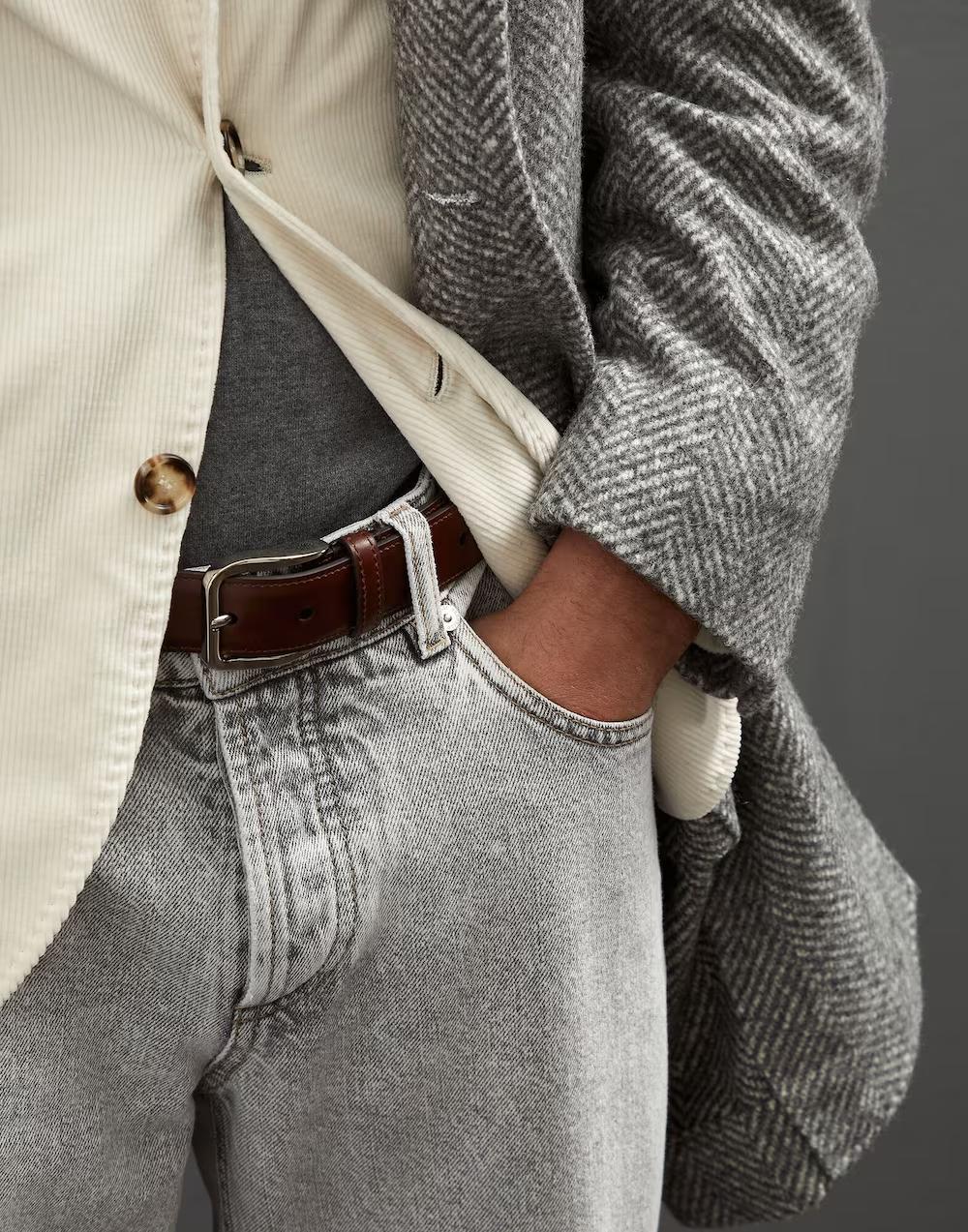 BRUNELLO CUCINELLI MEN'S SEQUOIA LEATHER BELT