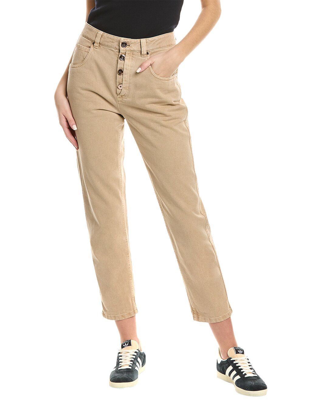 BRUNELLO CUCINELLI WOMEN'S LIGHT BEIGE RELAXED TROUSERS