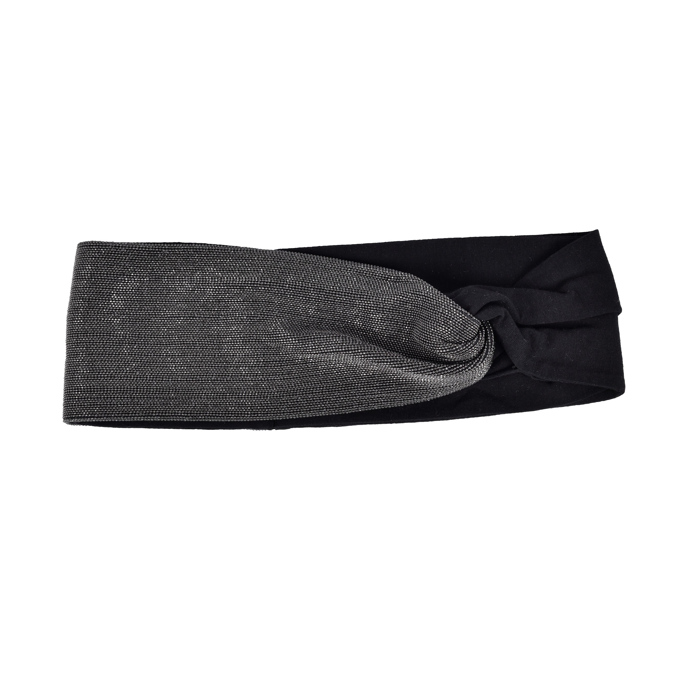 BRUNELLO CUCINELLI WOMEN'S BLACK BEADED HEADBAND EAR WARMERS