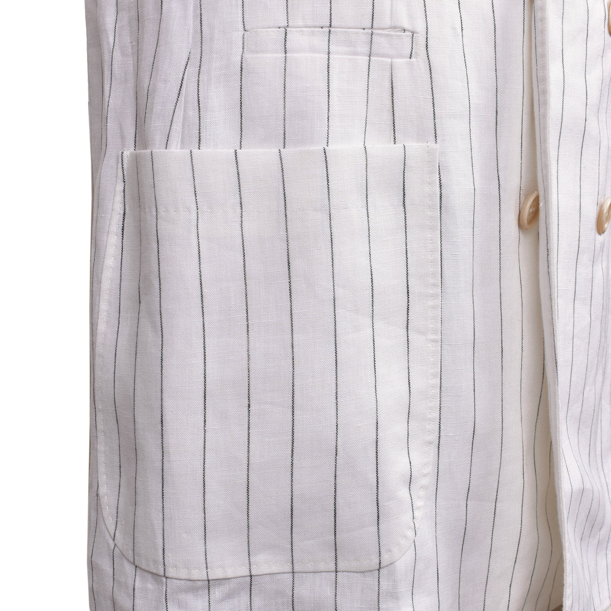 BRUNELLO CUCINELLI MEN'S WHITE LINEN STRIPED SUIT