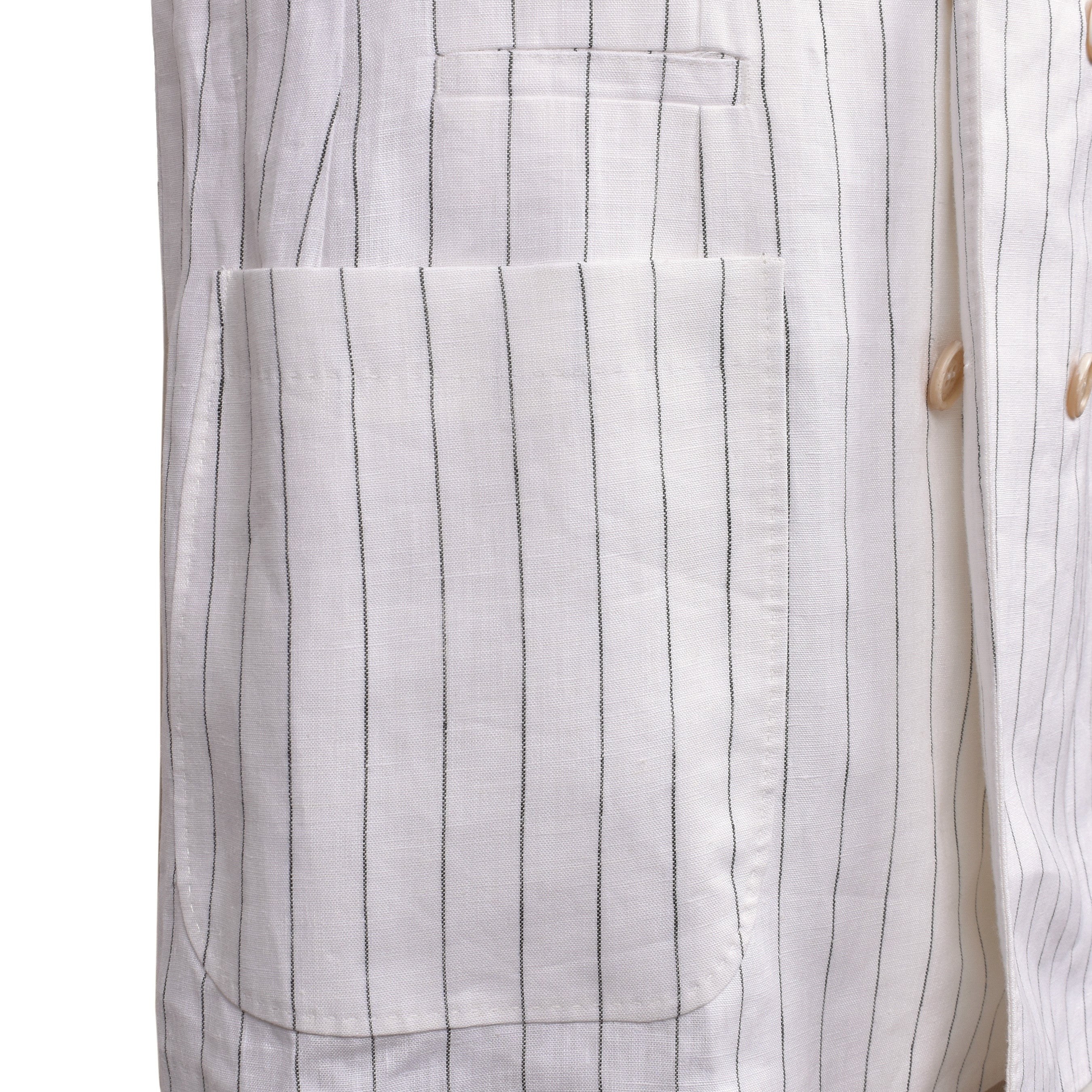 BRUNELLO CUCINELLI MEN'S WHITE LINEN STRIPED SUIT