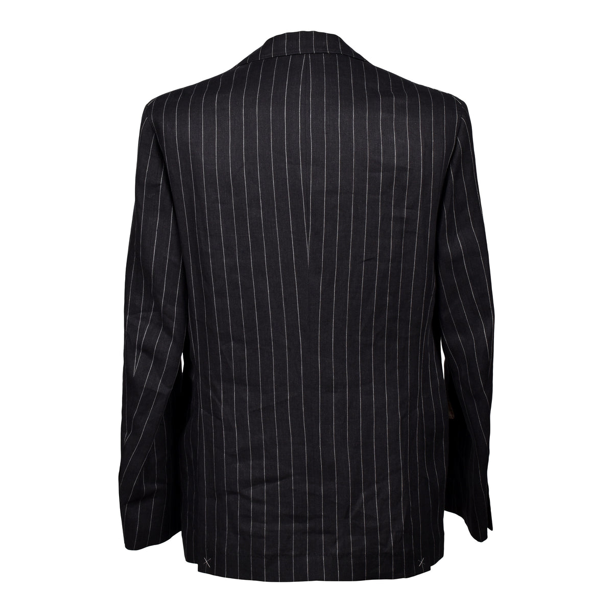 BRUNELLO CUCINELLI MEN'S BLACK LINEN STRIPED SUIT