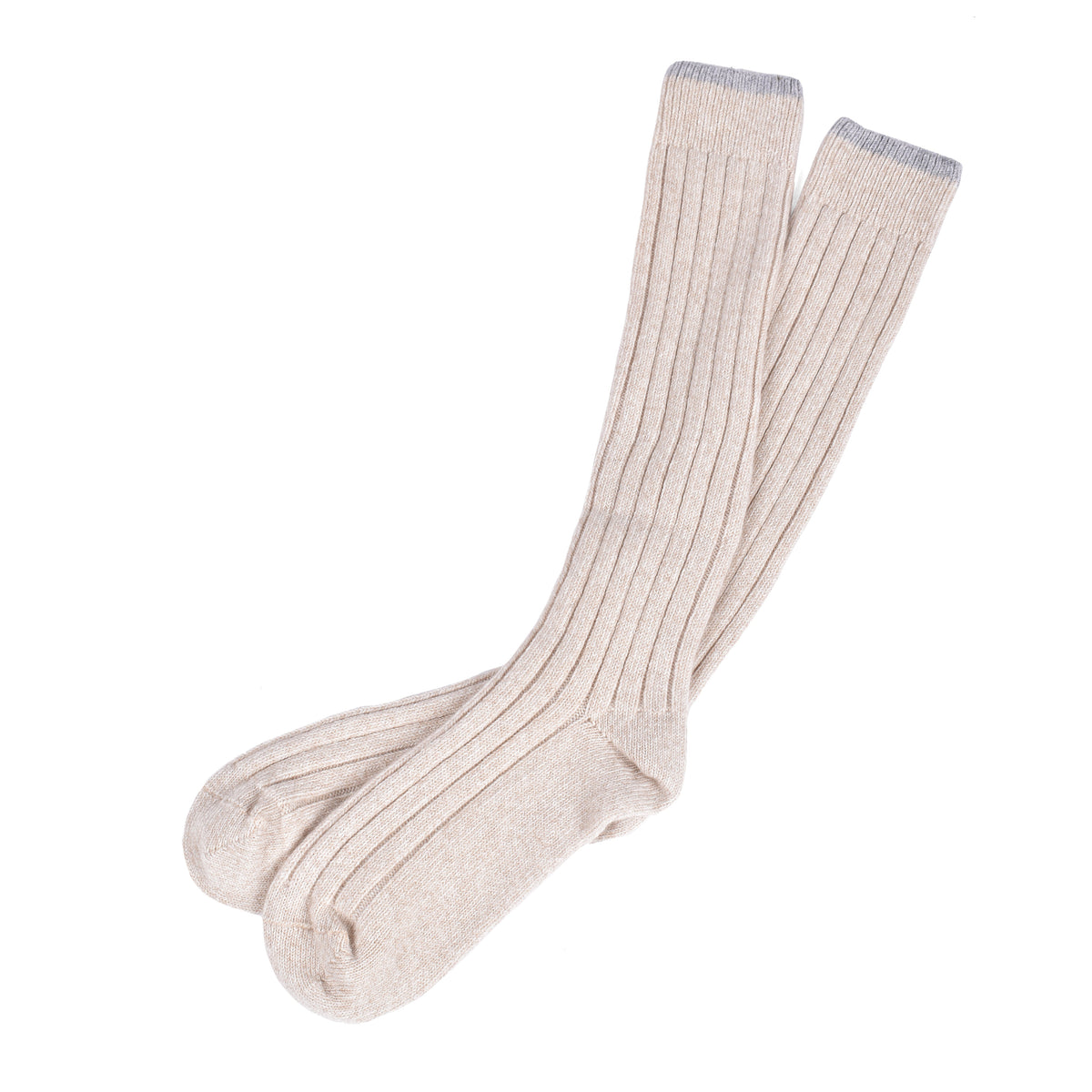 BRUNELLO CUCINELLI MEN'S 100% CASHMERE TWO TONE HEAVY WEIGHT KNEE HIGH SOCKS NEW
