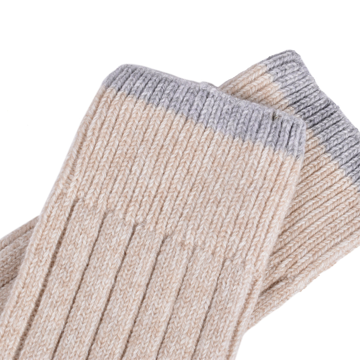 BRUNELLO CUCINELLI MEN'S 100% CASHMERE TWO TONE HEAVY WEIGHT KNEE HIGH SOCKS NEW
