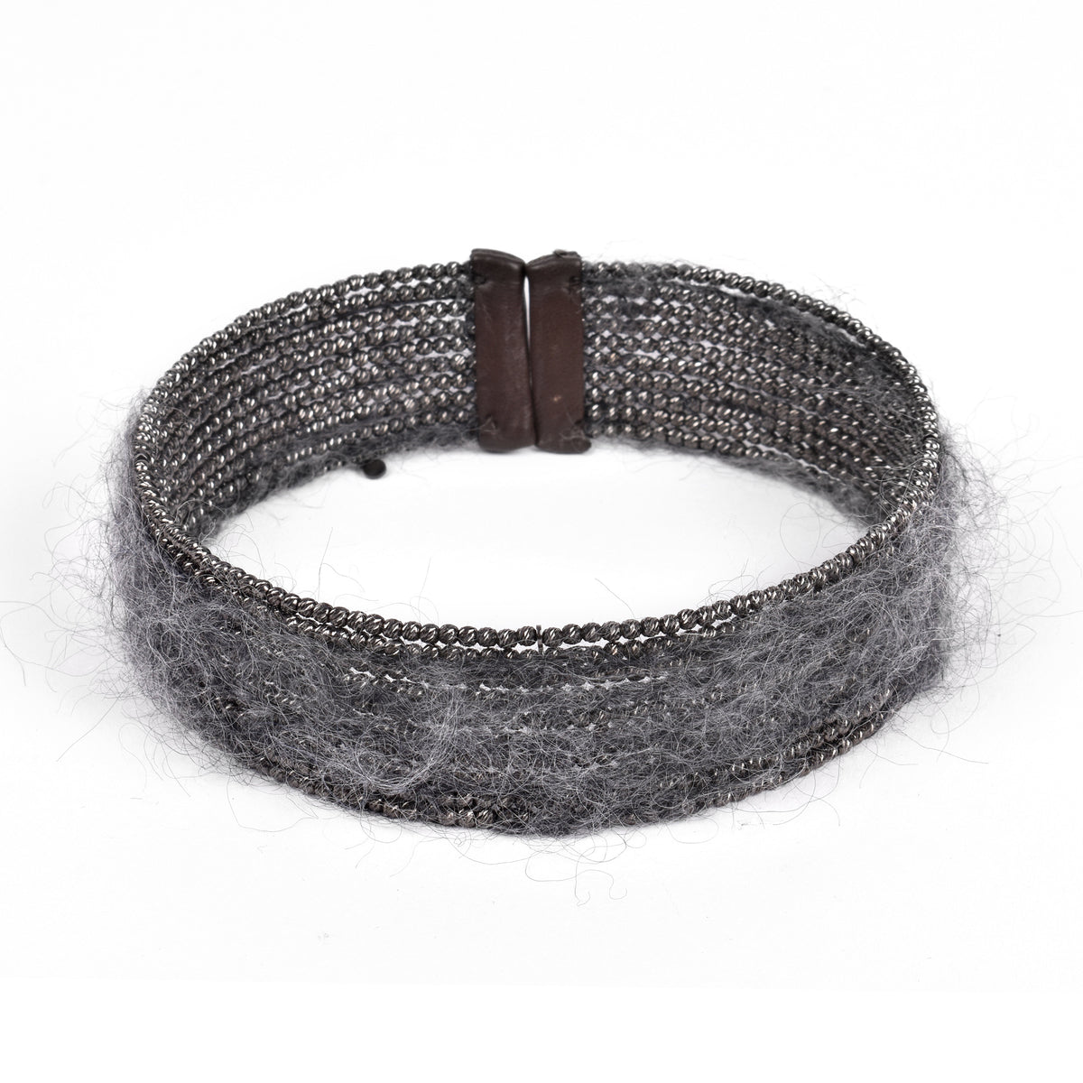 BRUNELLO CUCINELLI WOMEN'S GUN POWDER BEAD AND WOOL CHOKER NECKLACE