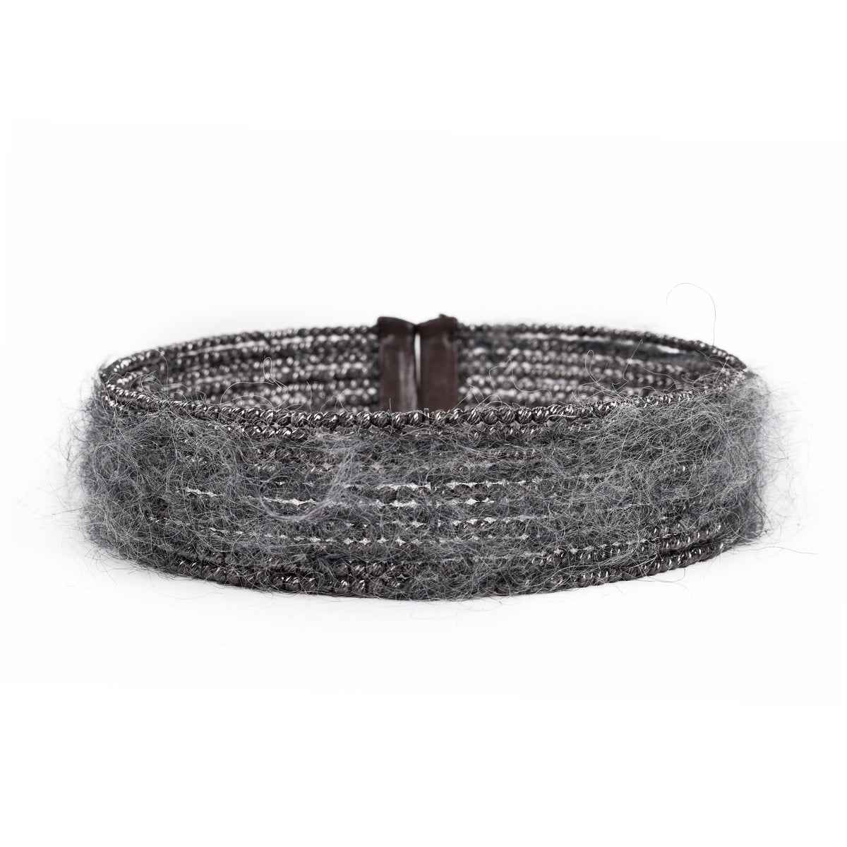 BRUNELLO CUCINELLI WOMEN'S GUN POWDER BEAD AND WOOL CHOKER NECKLACE