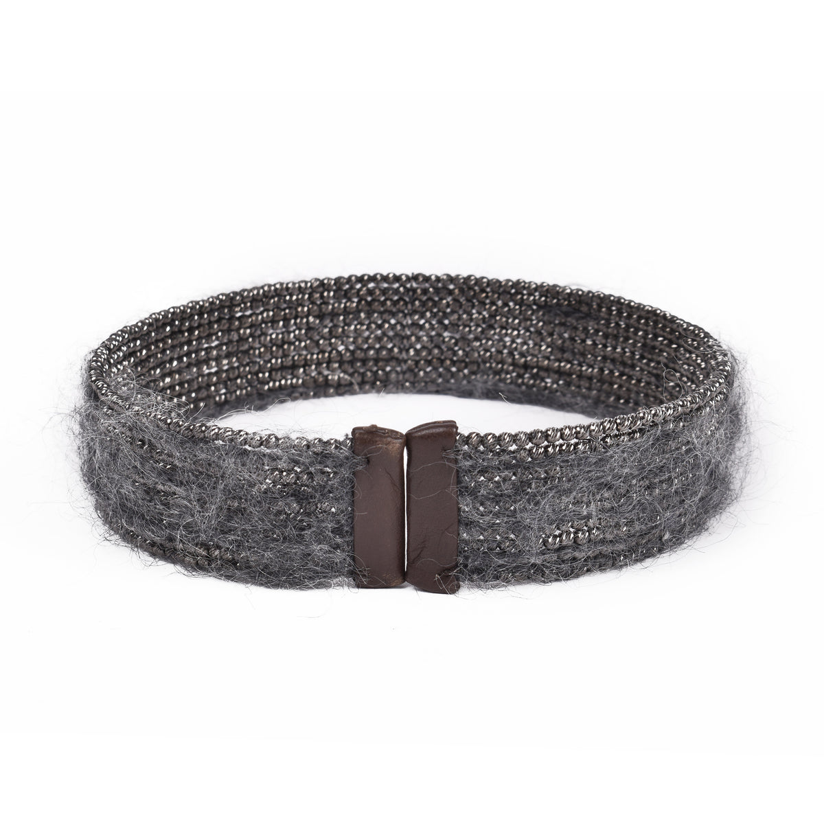 BRUNELLO CUCINELLI WOMEN'S GUN POWDER BEAD AND WOOL CHOKER NECKLACE
