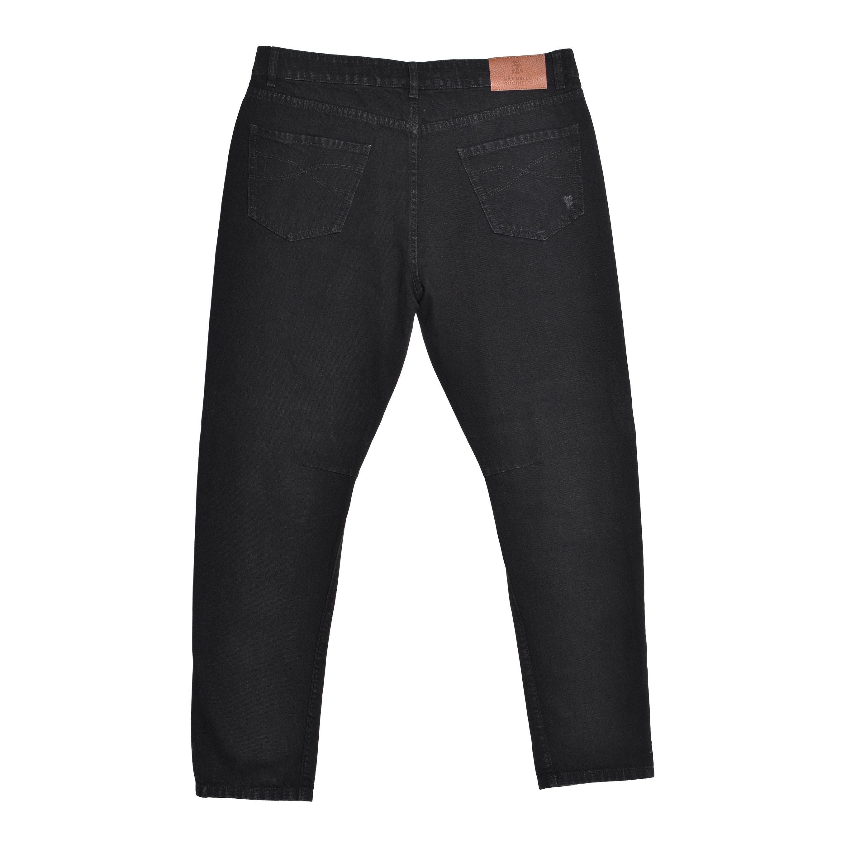 BRUNELLO CUCINELLI MEN'S BLACK DISTRESSED DENIM JEANS