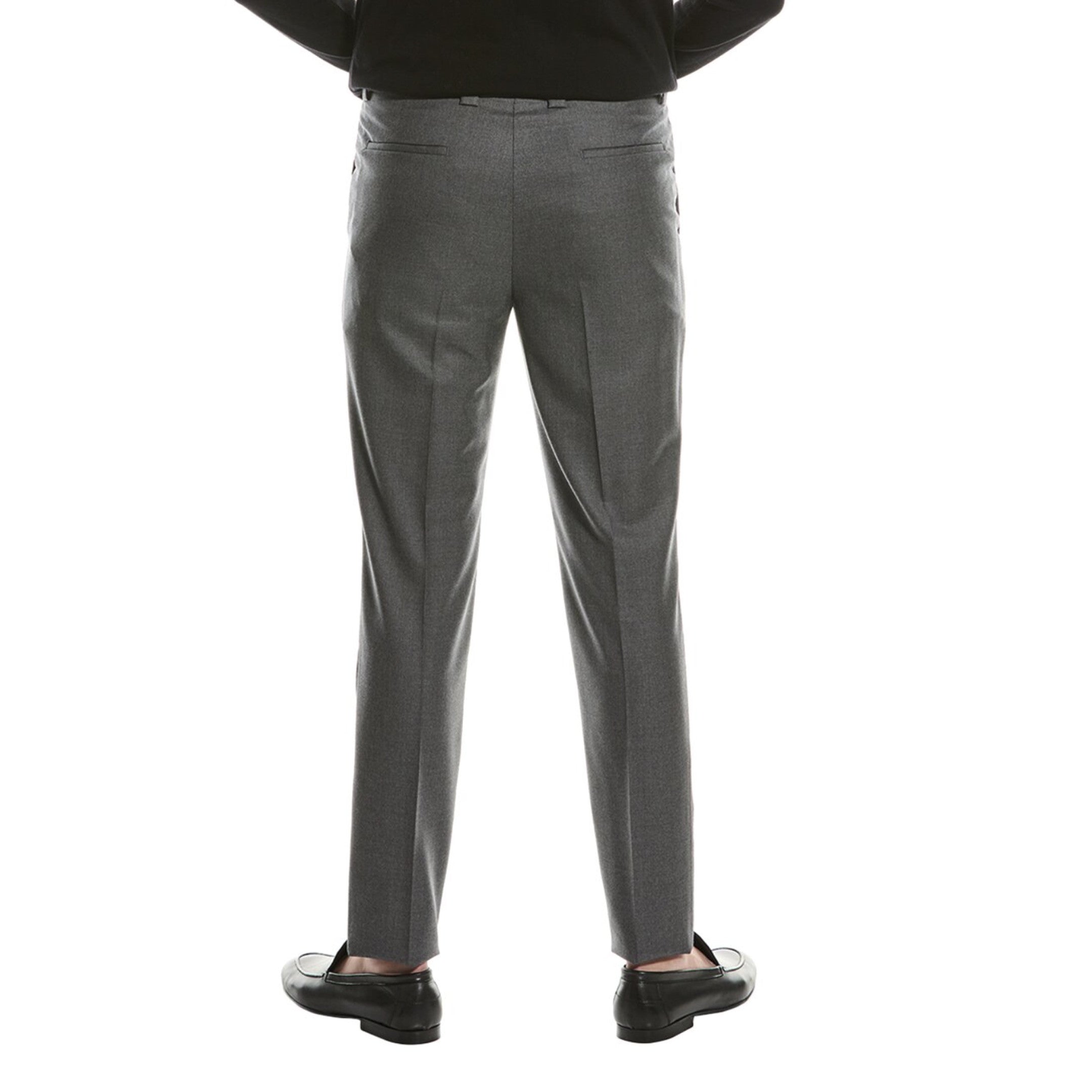 BRUNELLO CUCINELLI MEN'S GREY VIRGIN WOOL PLEATED TROUSERS