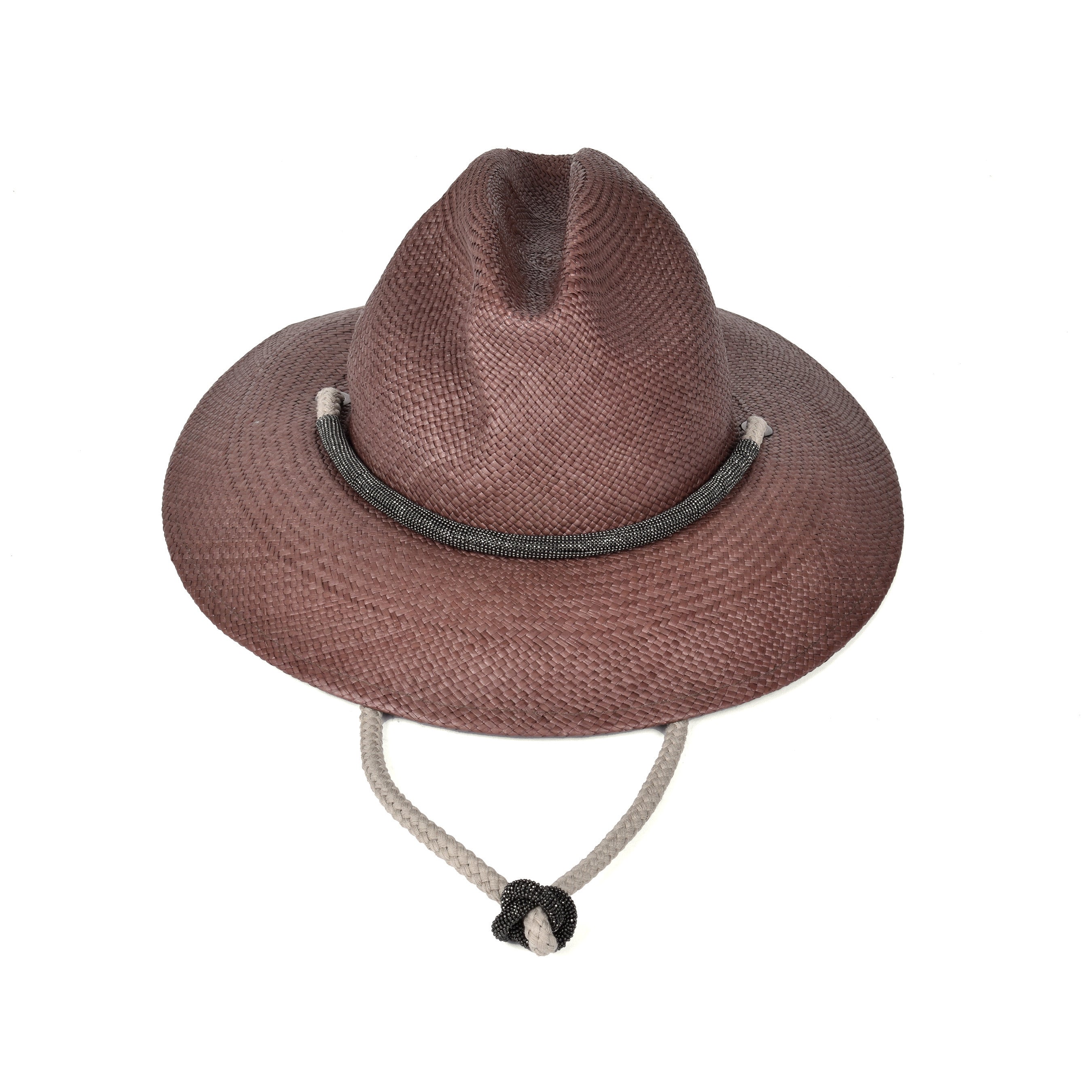 BRUNELLO CUCINELLI WOMEN'S BROWN NATURAL FIBER FEDORA HAT