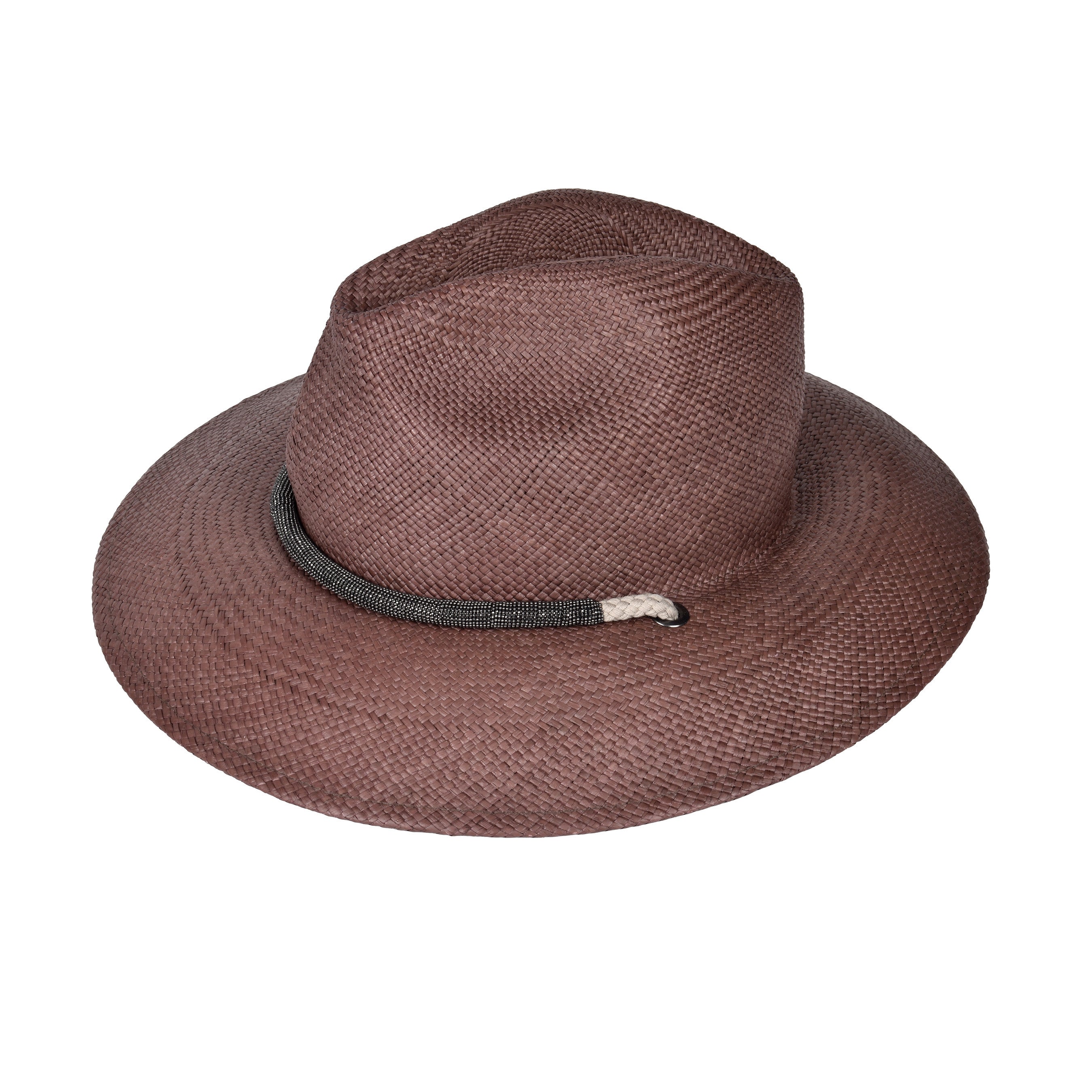 BRUNELLO CUCINELLI WOMEN'S BROWN NATURAL FIBER FEDORA HAT