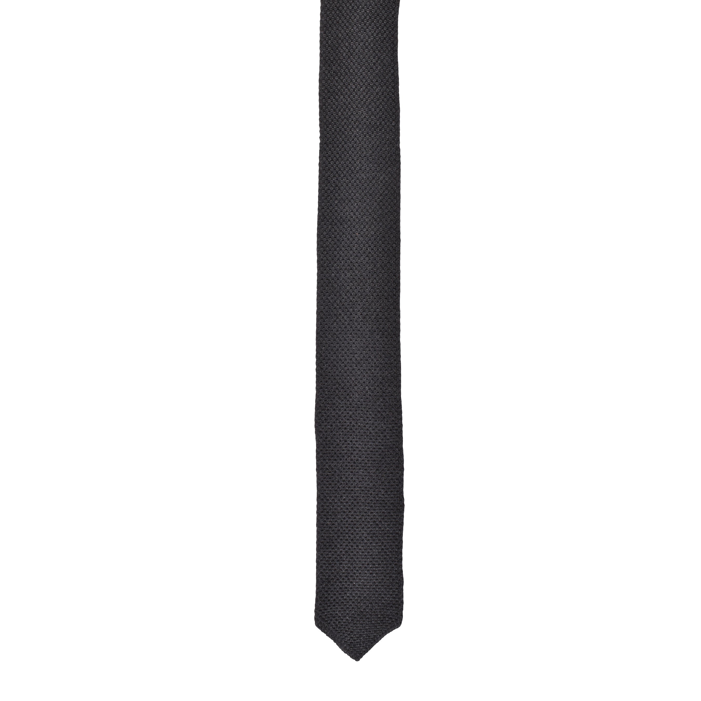 BRUNELLO CUCINELLI MEN'S ANTHRACITE SILK SKINNY KNIT TIE