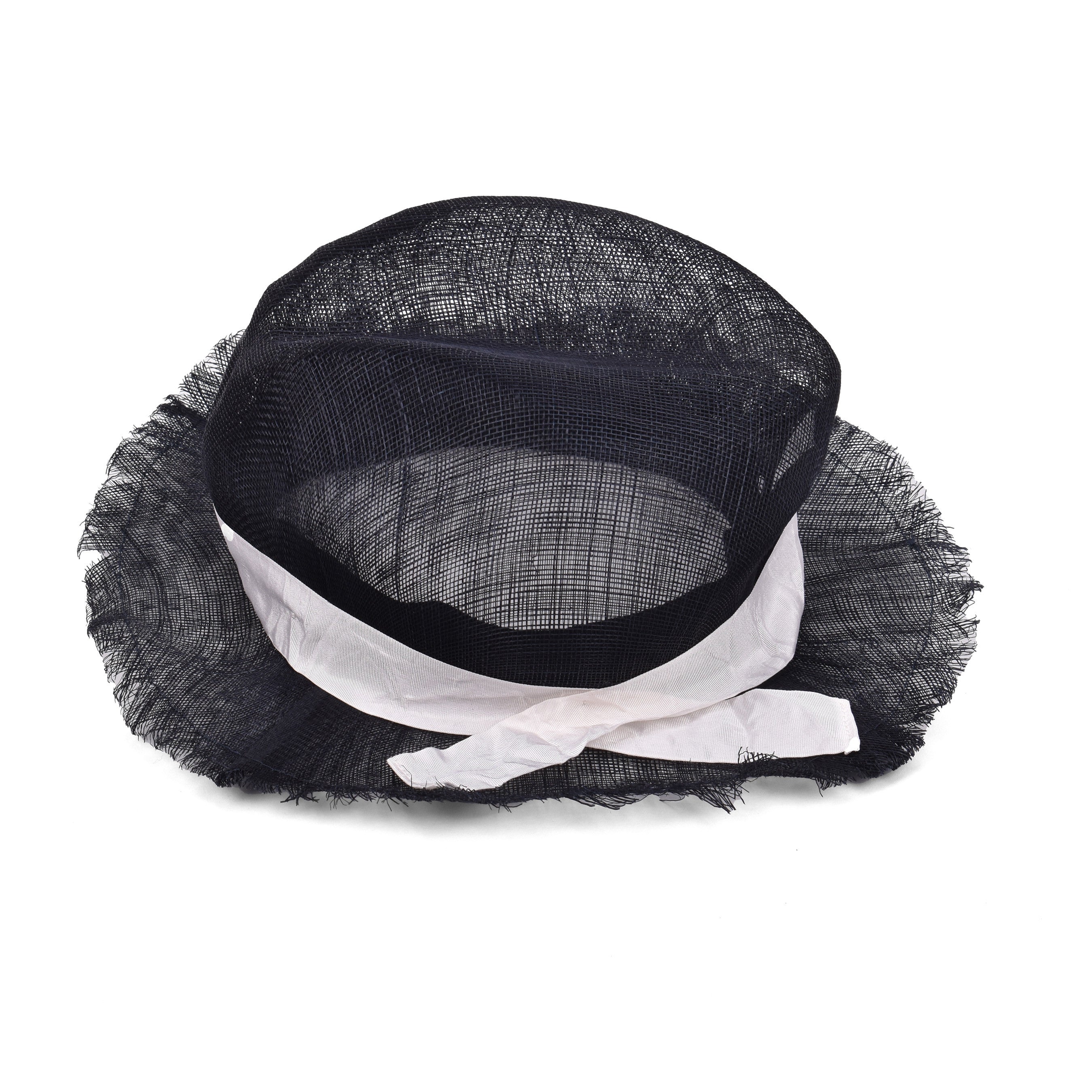 BRUNELLO CUCINELLI WOMEN'S BLACK MESH WIDE-BRIM HAT