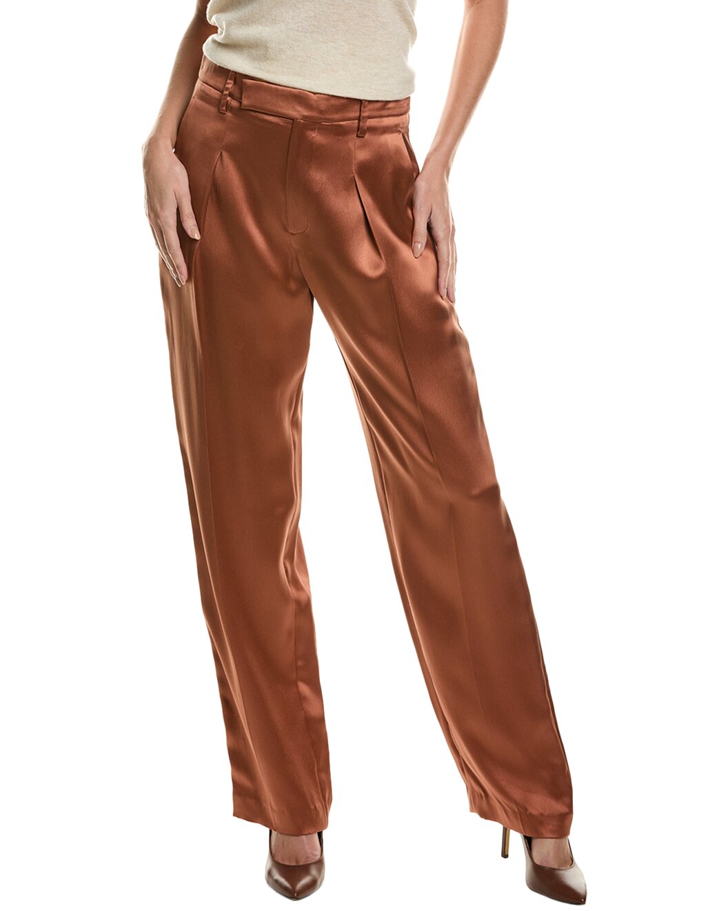 BRUNELLO CUCINELLI WOMEN'S COPPER WIDE LEG TROUSERS