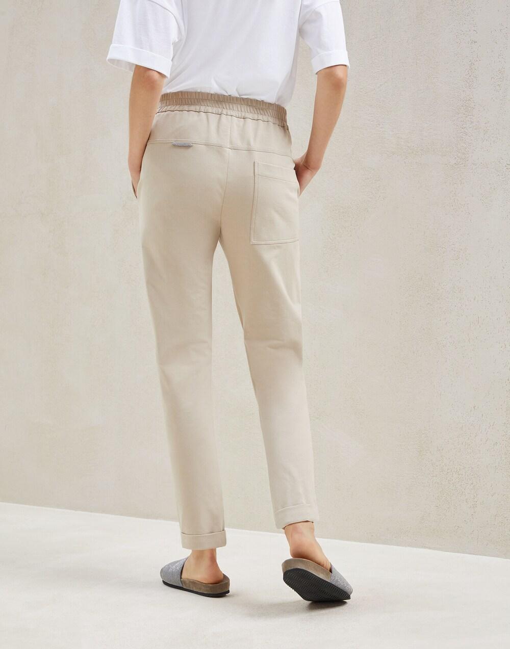 BRUNELLO CUCINELLI WOMEN'S BEIGE TAILORED DRAWSTRING TROUSERS