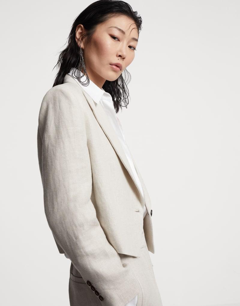 BRUNELLO CUCINELLI WOMEN'S LIGHT BEIGE LINEN BLAZER
