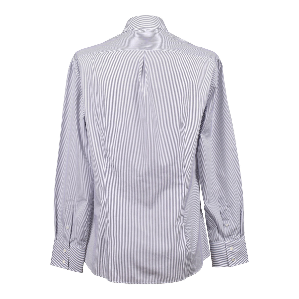 BRUNELLO CUCINELLI MEN'S WHITE NAVY STRIPED BUTTON-DOWN SHIRT